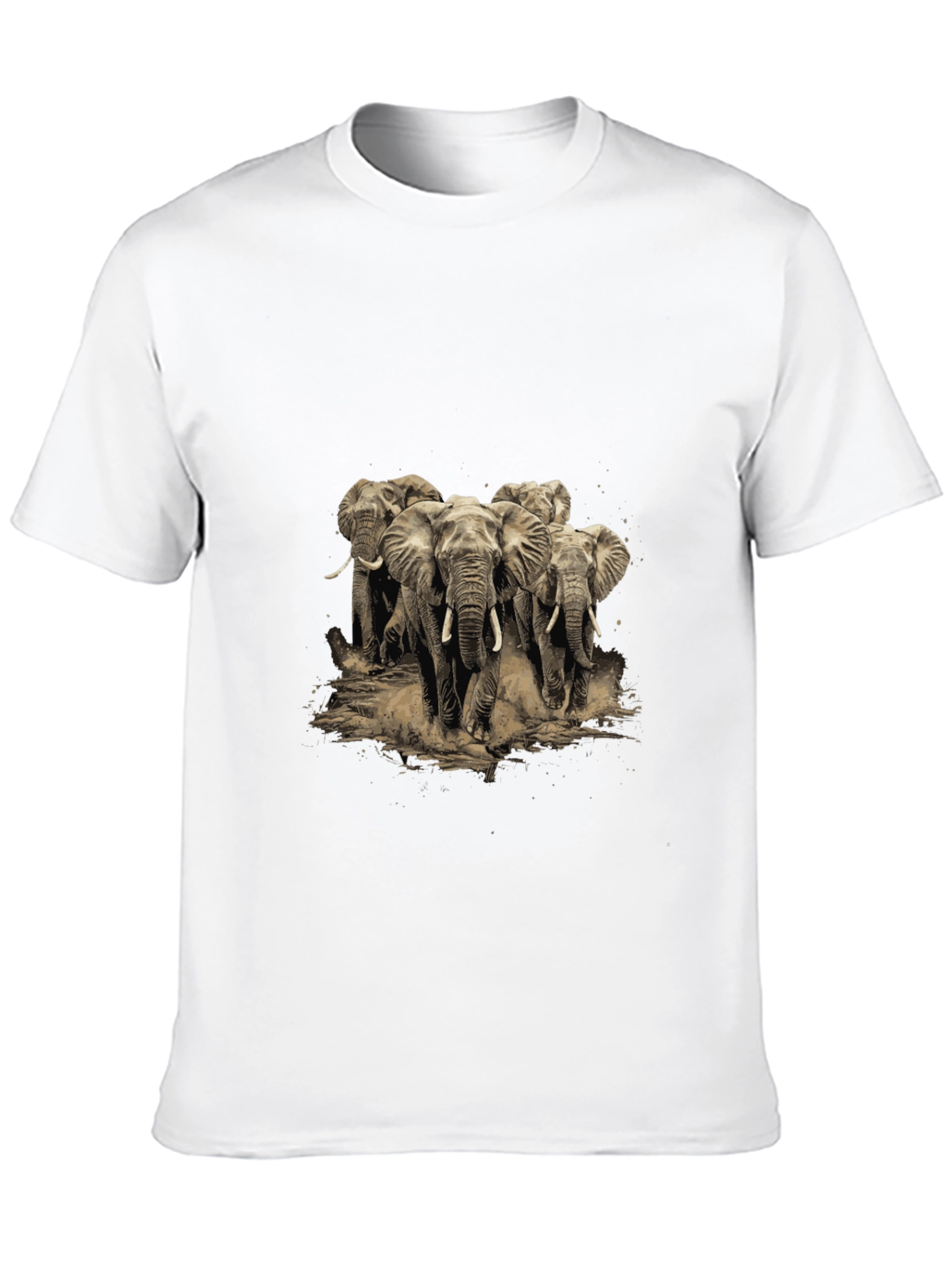 Elephant Herd Graphic Tee - Black Cotton T-Shirt