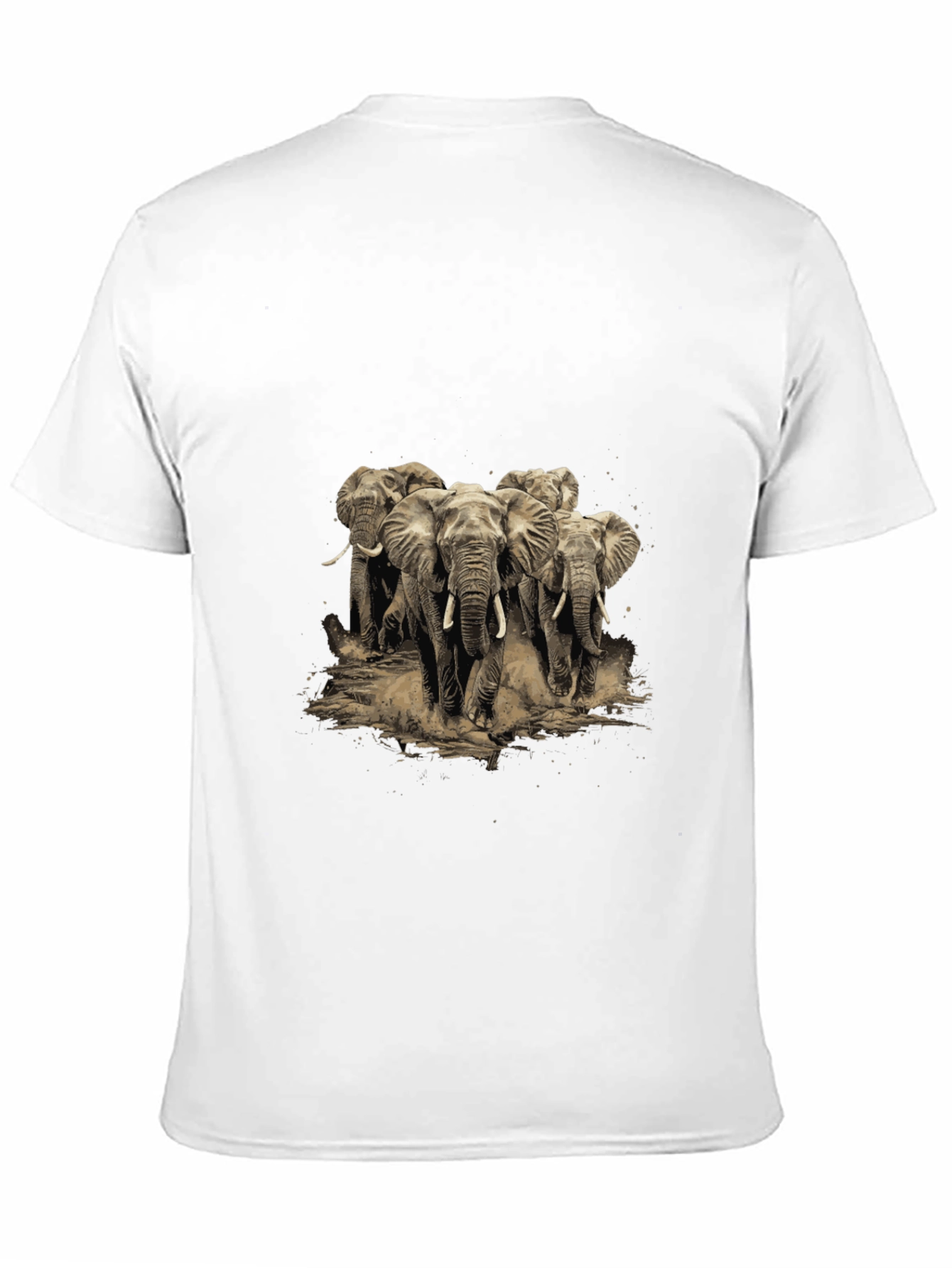Elephant Herd Graphic Tee - Black Cotton T-Shirt