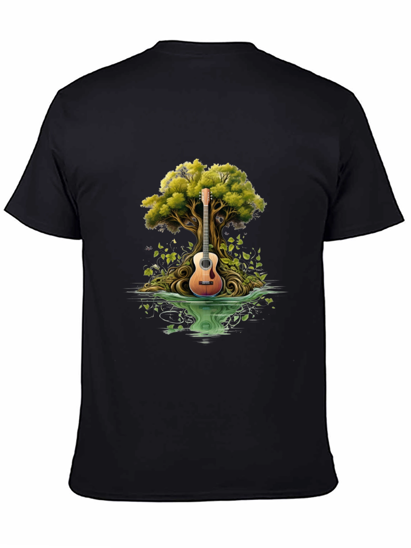 Guitar Tree Black T-Shirt - Music & Nature