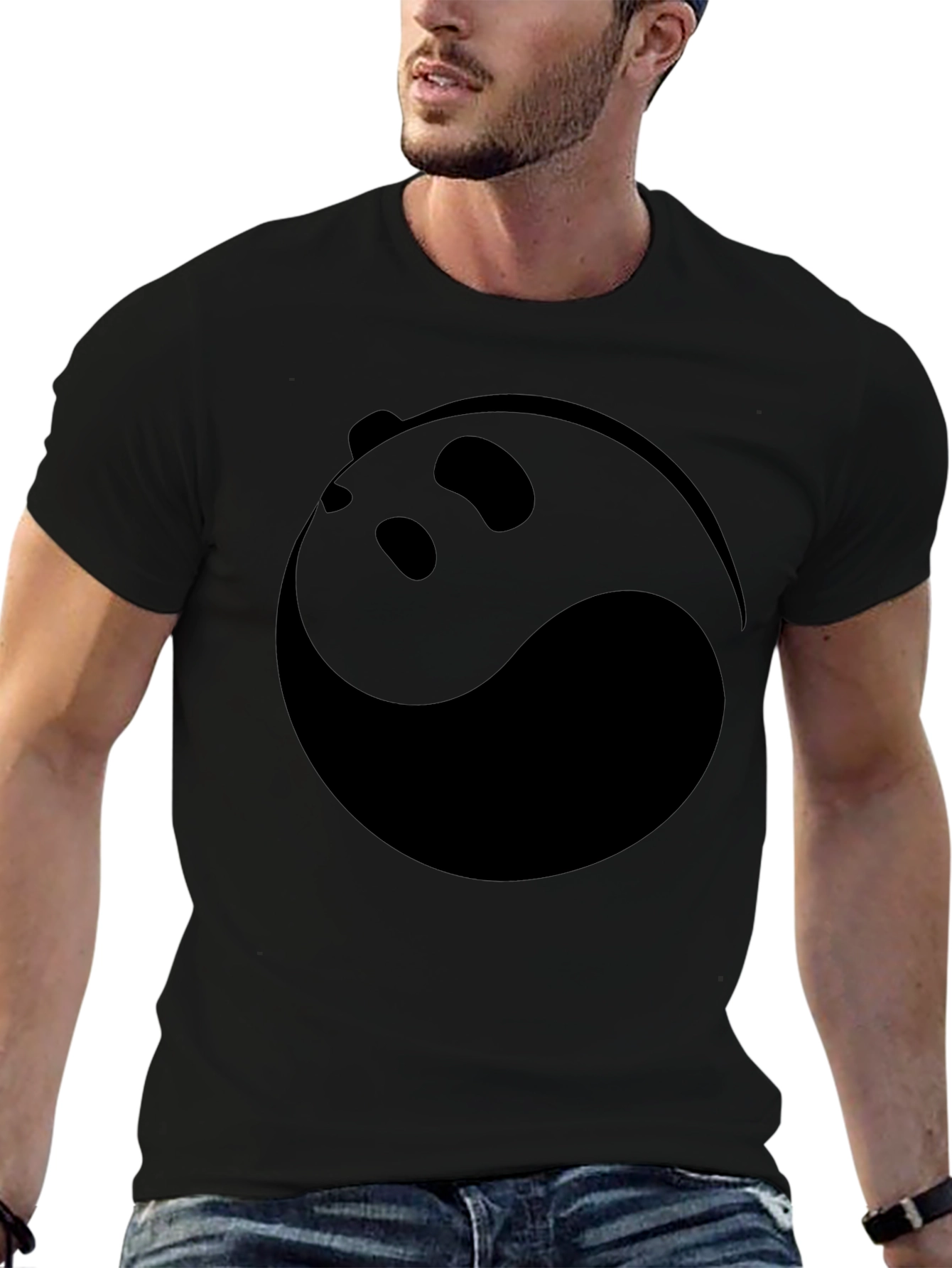 Yin Yang Panda Graphic Tee - Black