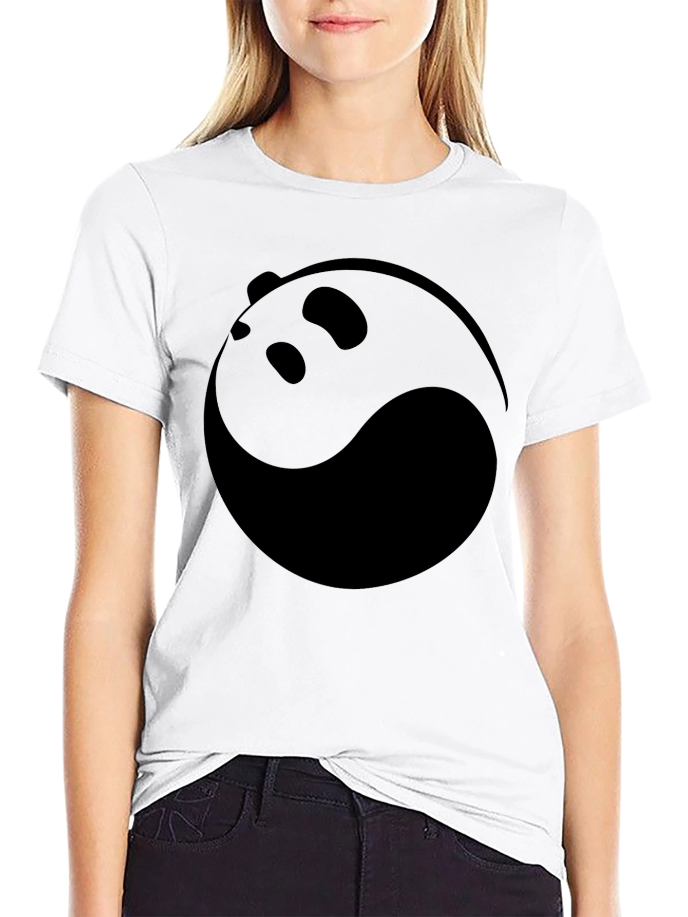 Yin Yang Panda Graphic Tee - Black