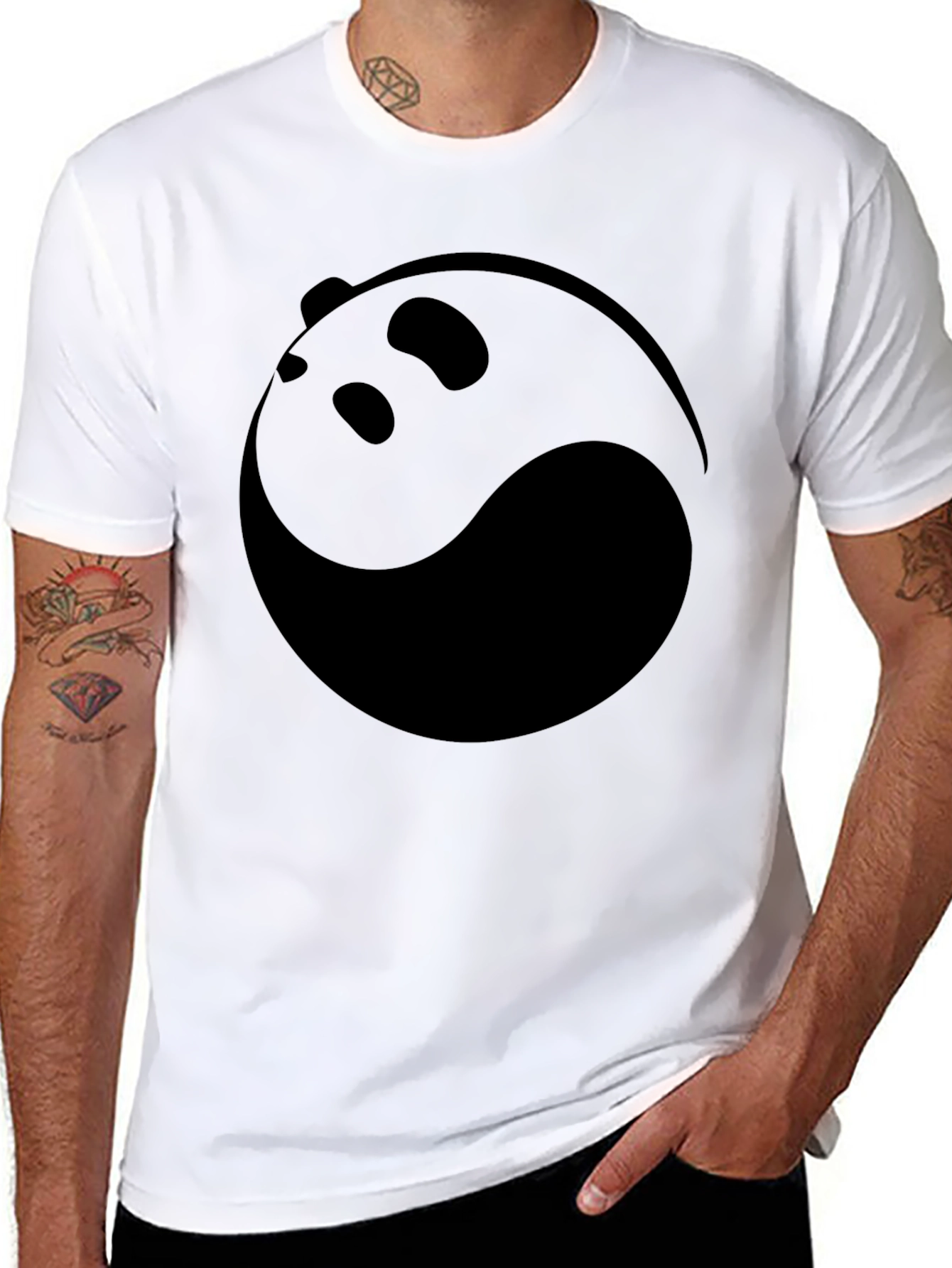 Yin Yang Panda Graphic Tee - Black