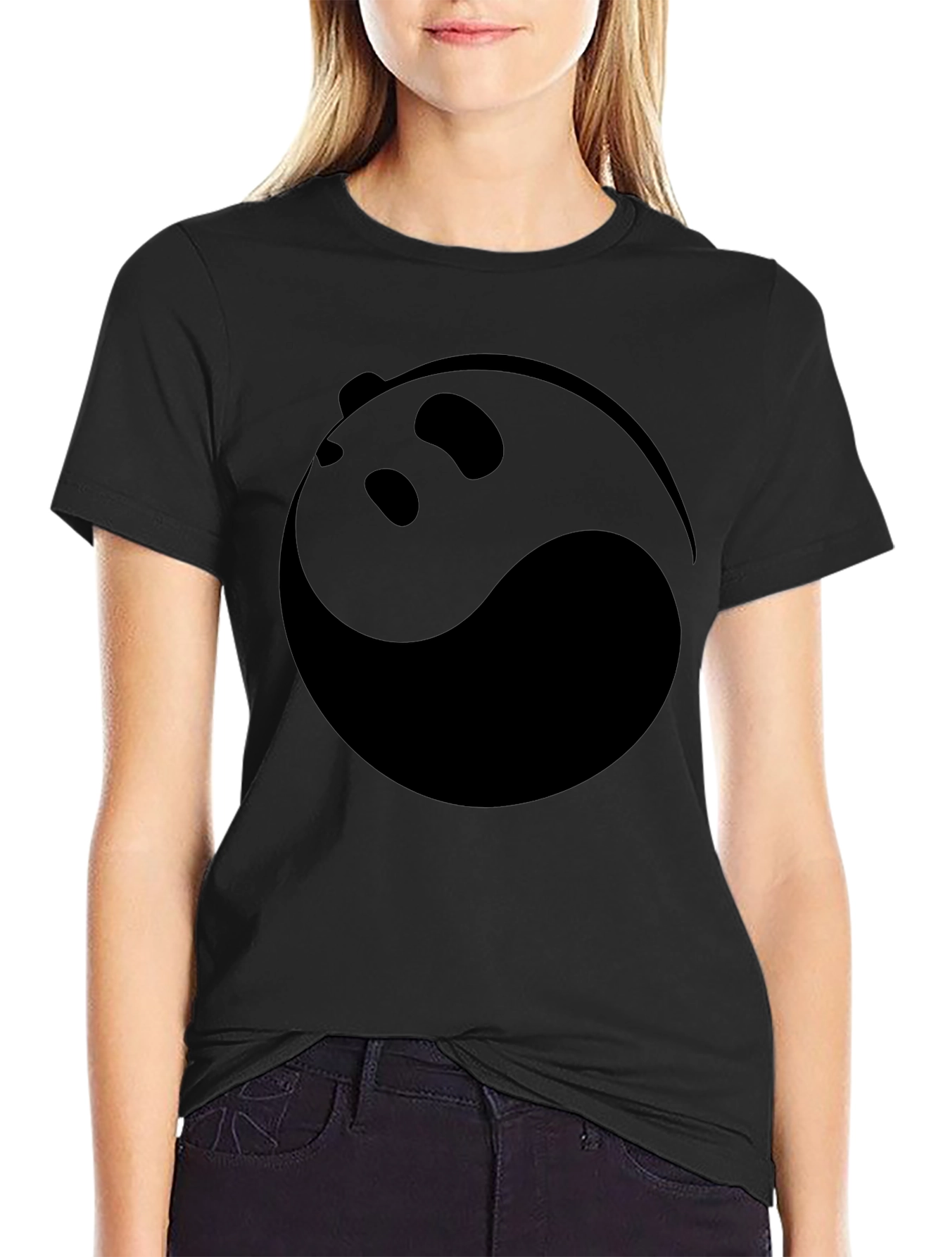 Yin Yang Panda Graphic Tee - Black