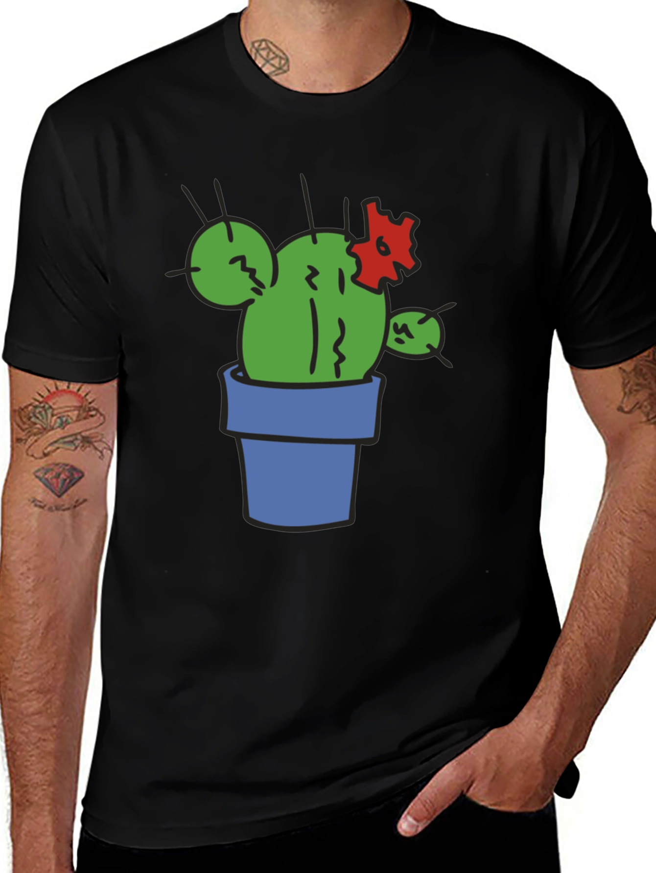 Cactus Graphic T-Shirt - Black