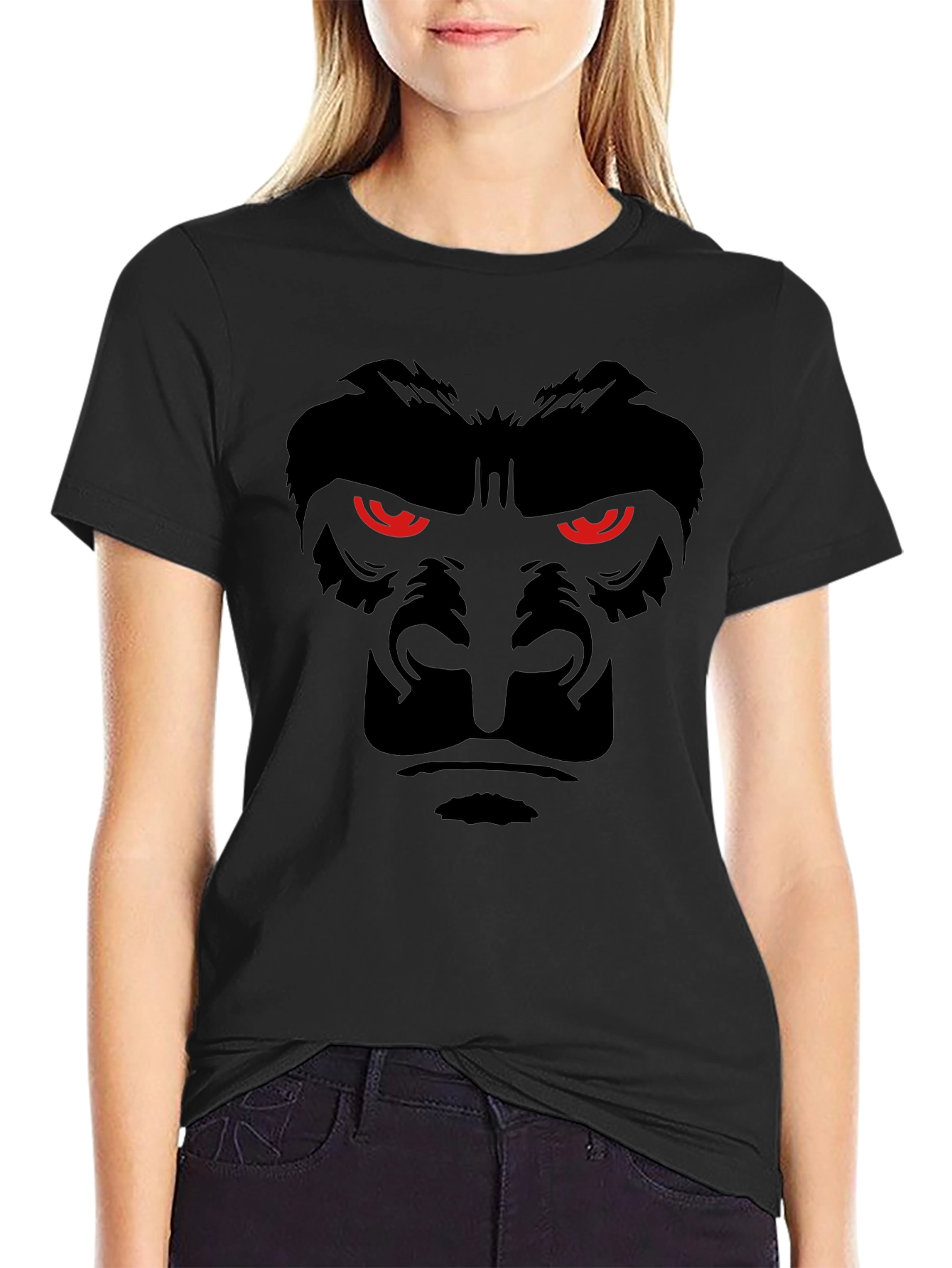 Mens Black Gorilla Face Graphic T-Shirt