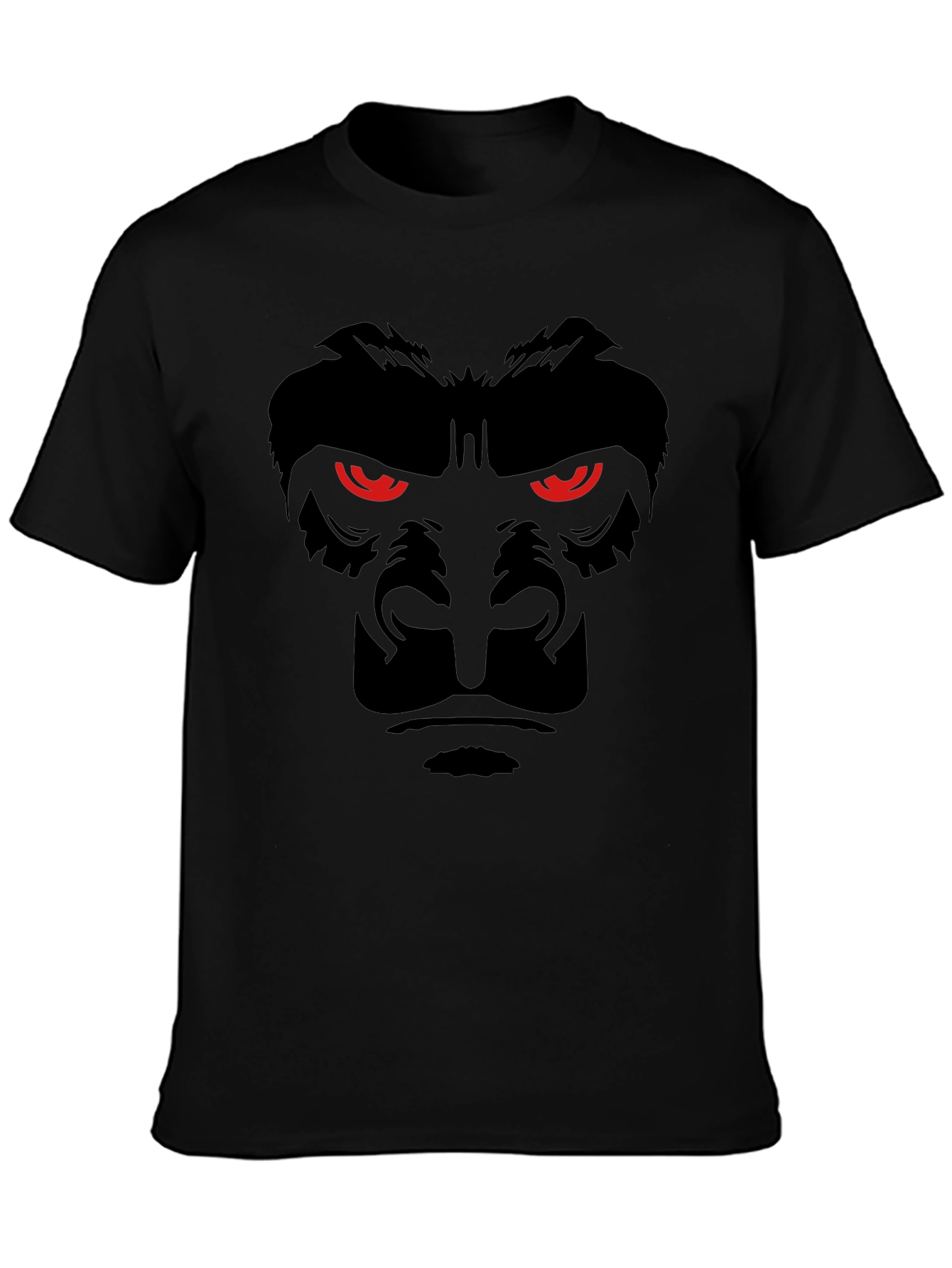 Mens Black Gorilla Face Graphic T-Shirt