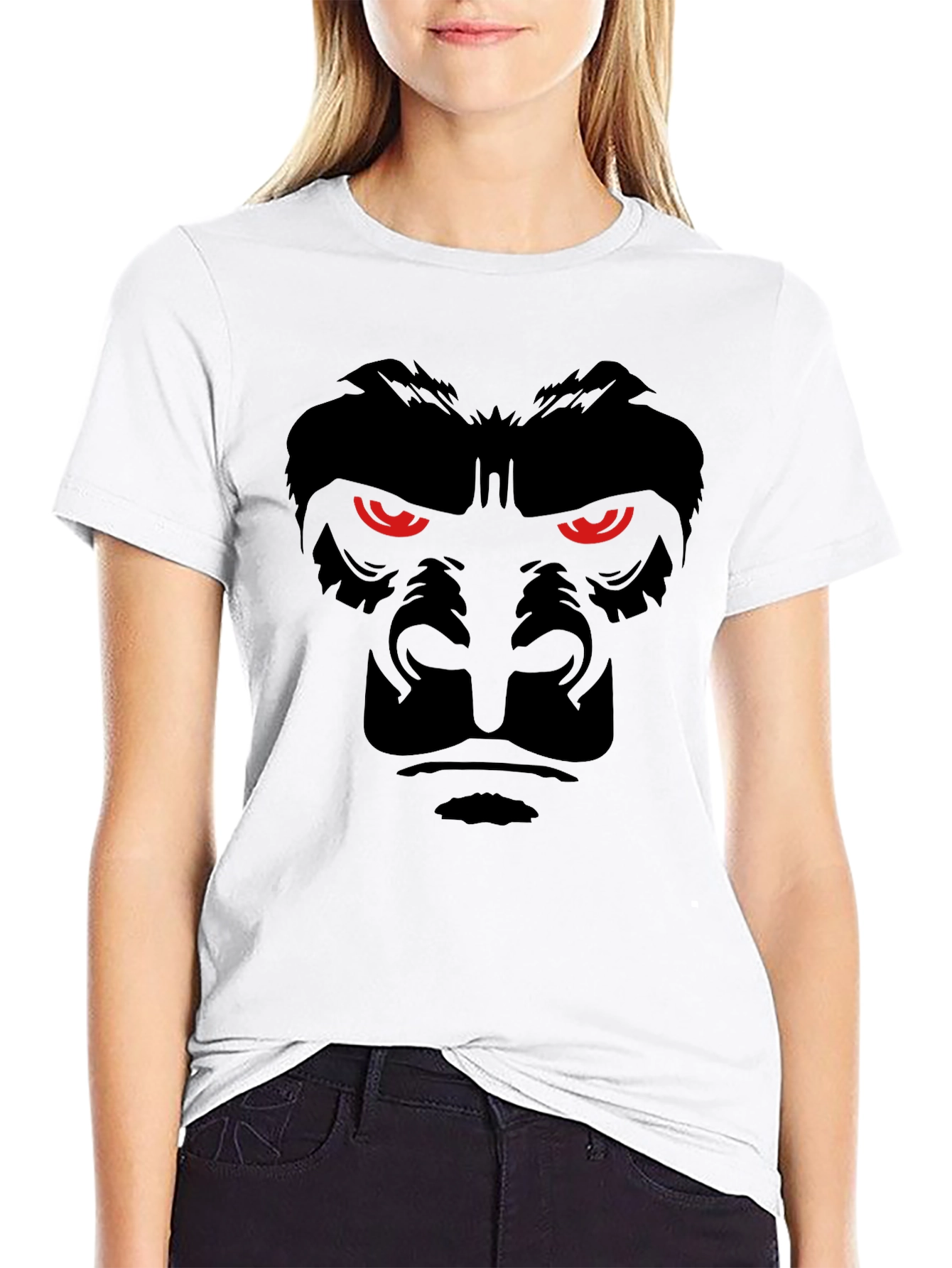 Mens Black Gorilla Face Graphic T-Shirt