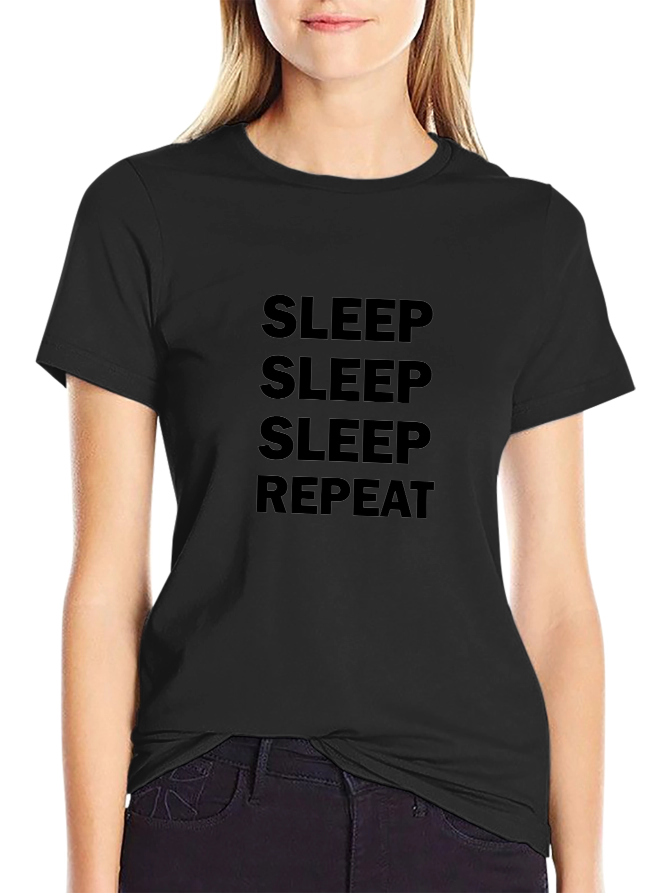 Sleep Repeat Black T-Shirt - Comfort & Style