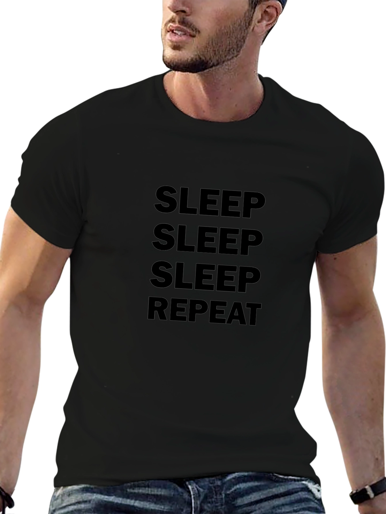 Sleep Repeat Black T-Shirt - Comfort & Style
