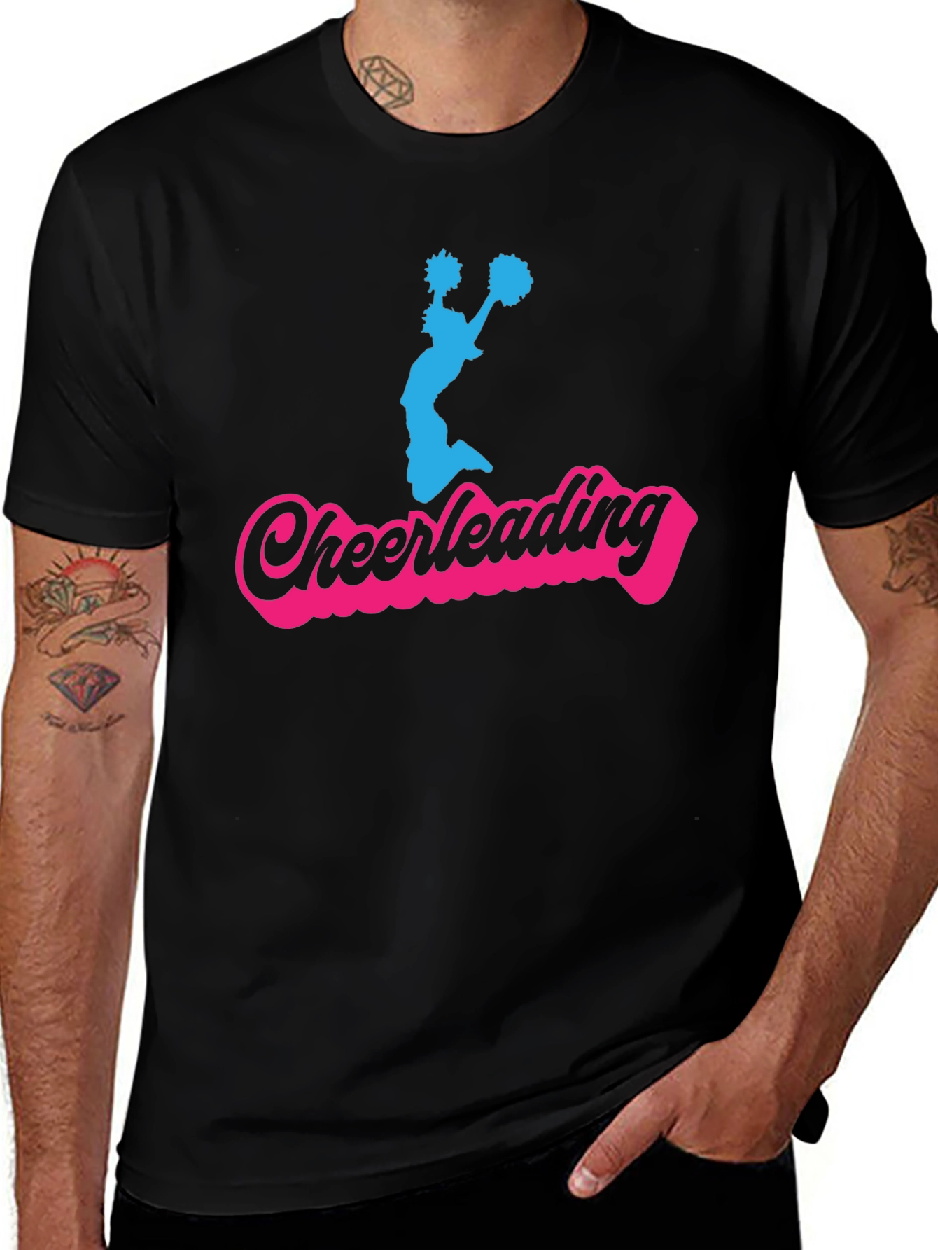 Cheerleading Graphic T-Shirt - Black