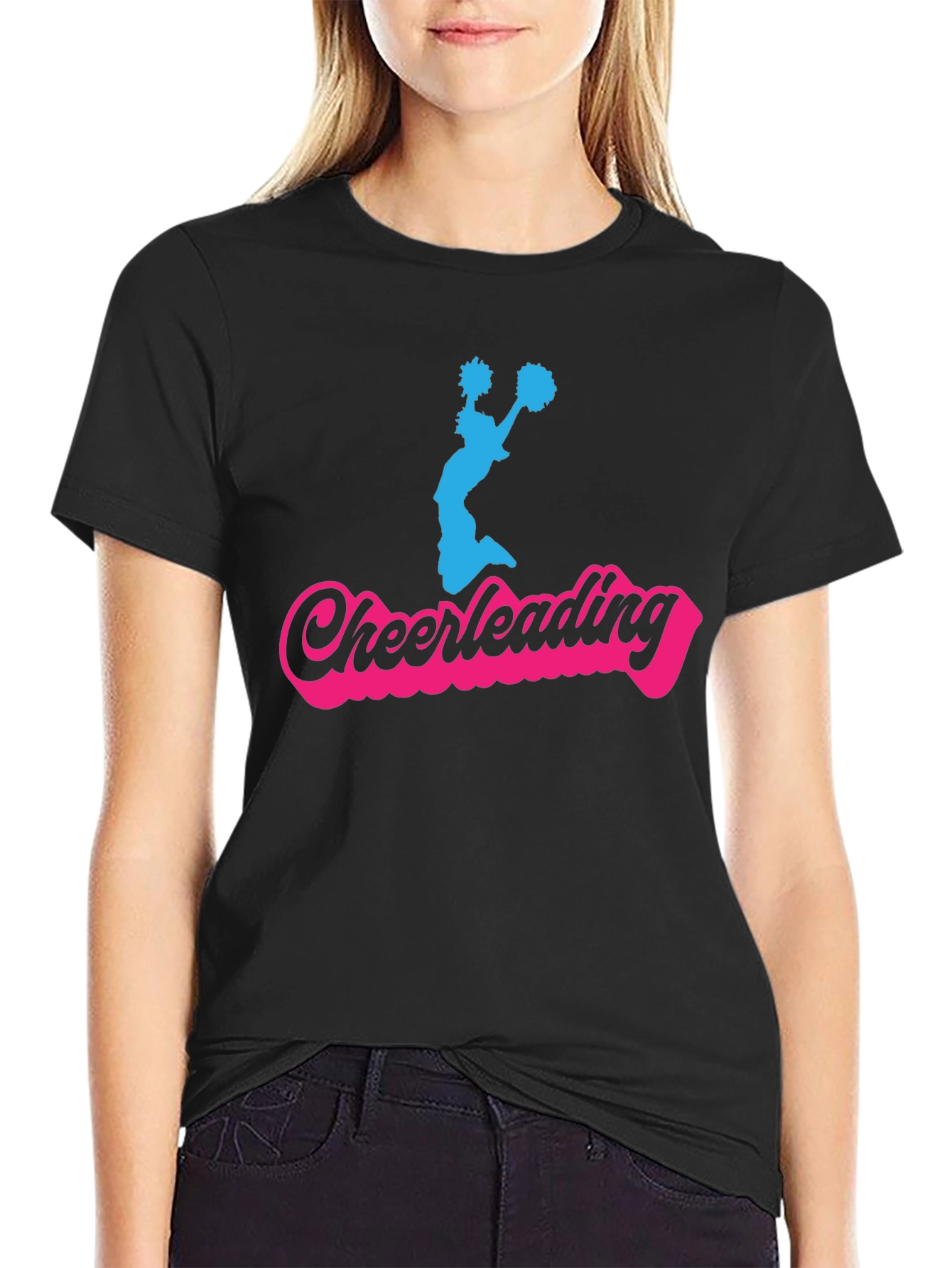 Cheerleading Graphic T-Shirt - Black