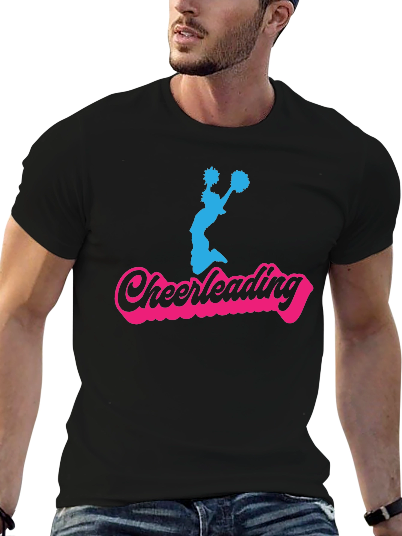 Cheerleading Graphic T-Shirt - Black
