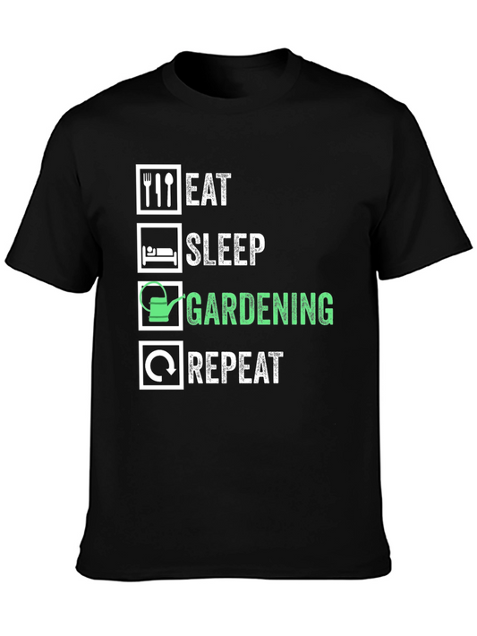 Eat Sleep Gardening Repeat Graphic Tee - Black