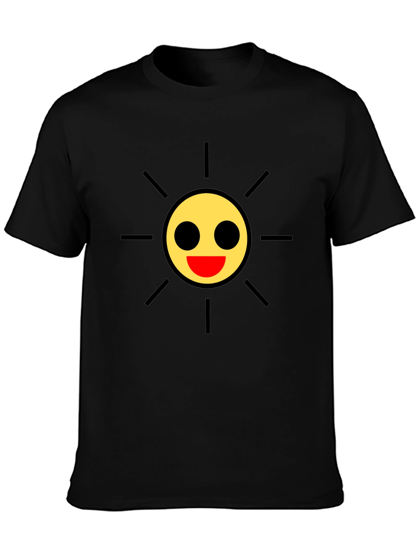 Smiley Sun Black Tee - Cheerful Style
