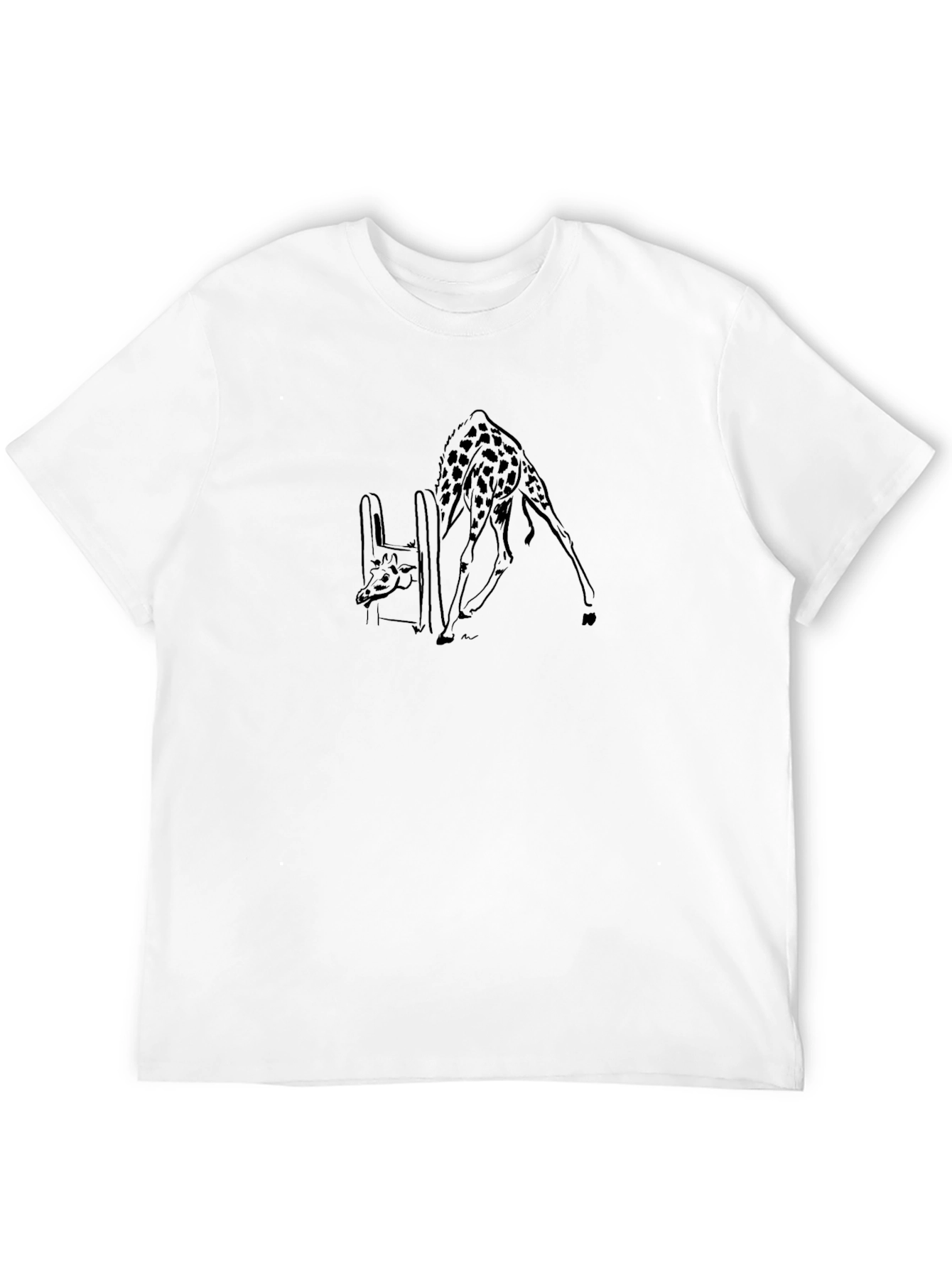 Giraffe Drinking Black T-Shirt