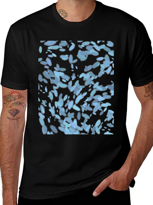 Abstract Blue Pattern Black T-Shirt