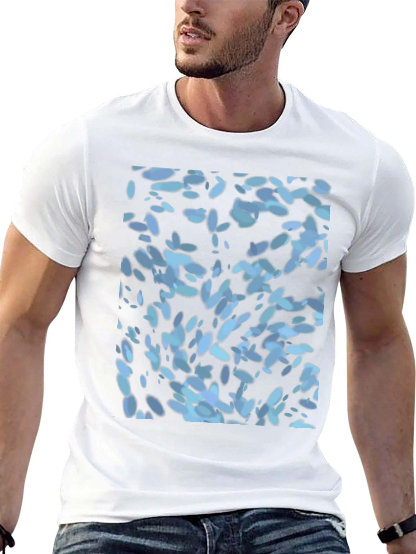 Abstract Blue Pattern Black T-Shirt