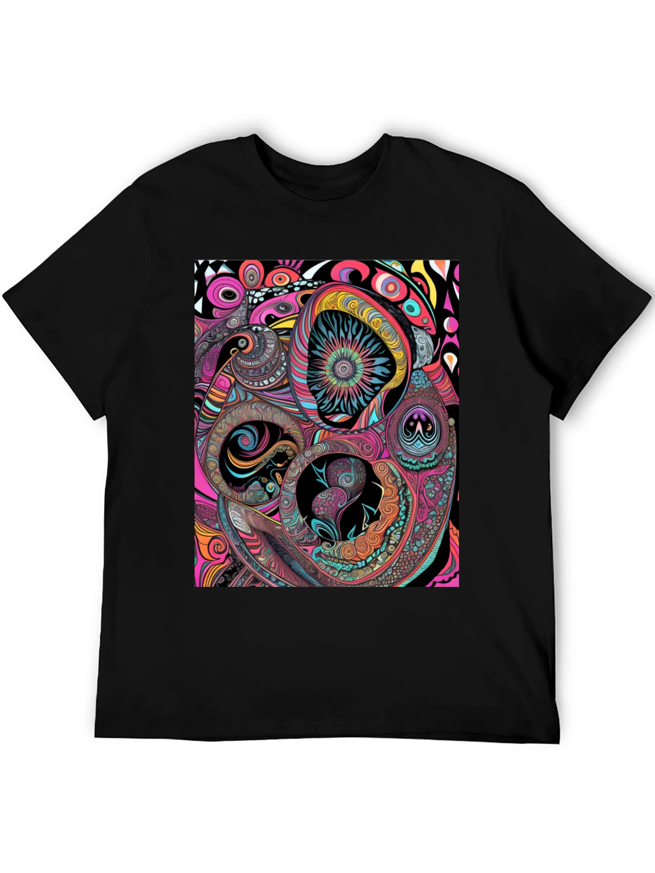 Abstract Psychedelic Graphic Print Black Tee