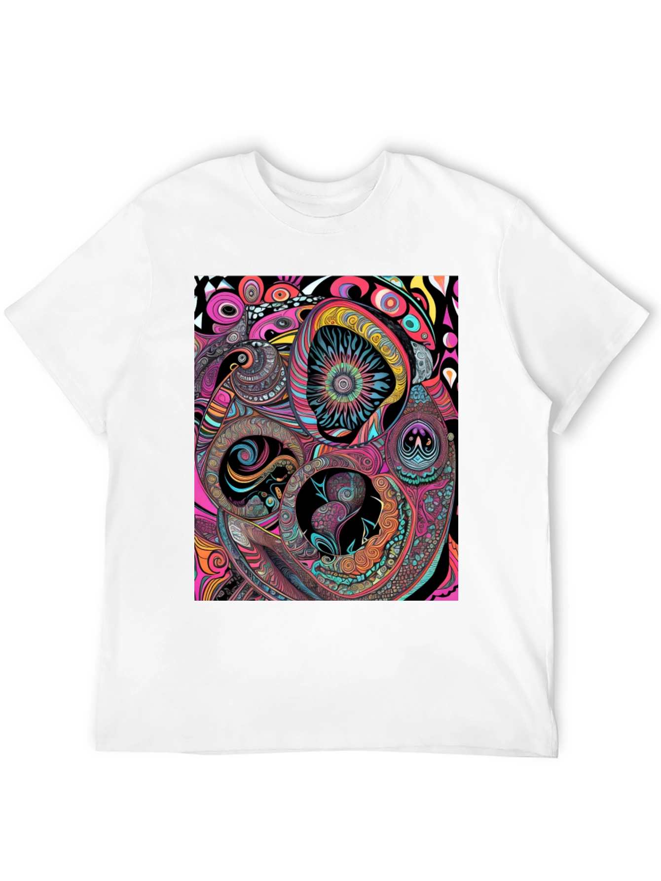 Abstract Psychedelic Graphic Print Black Tee