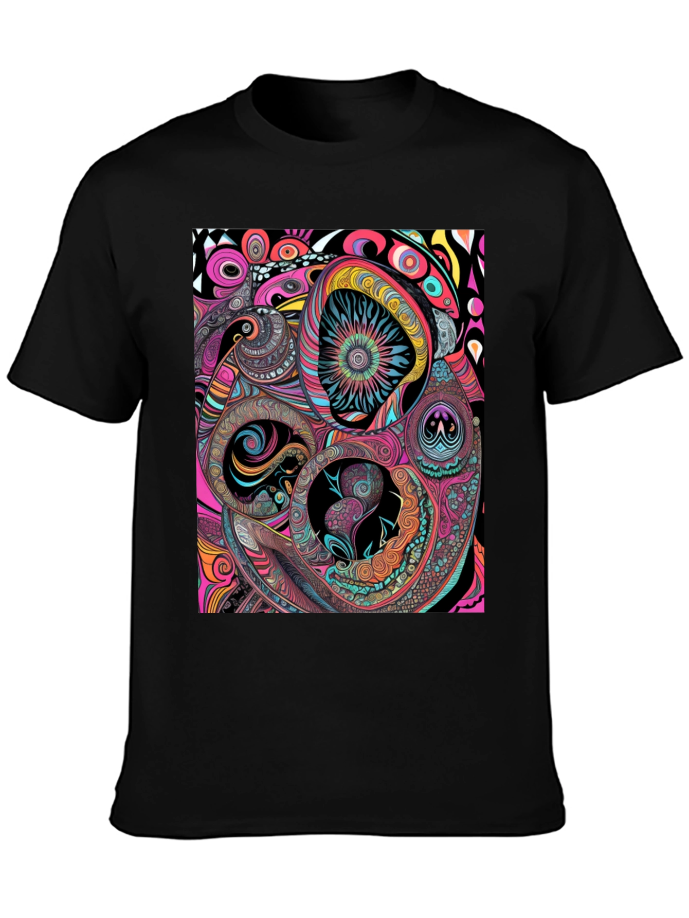 Abstract Psychedelic Graphic Print Black Tee
