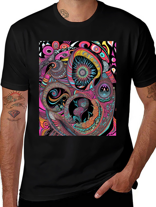 Abstract Psychedelic Graphic Print Black Tee