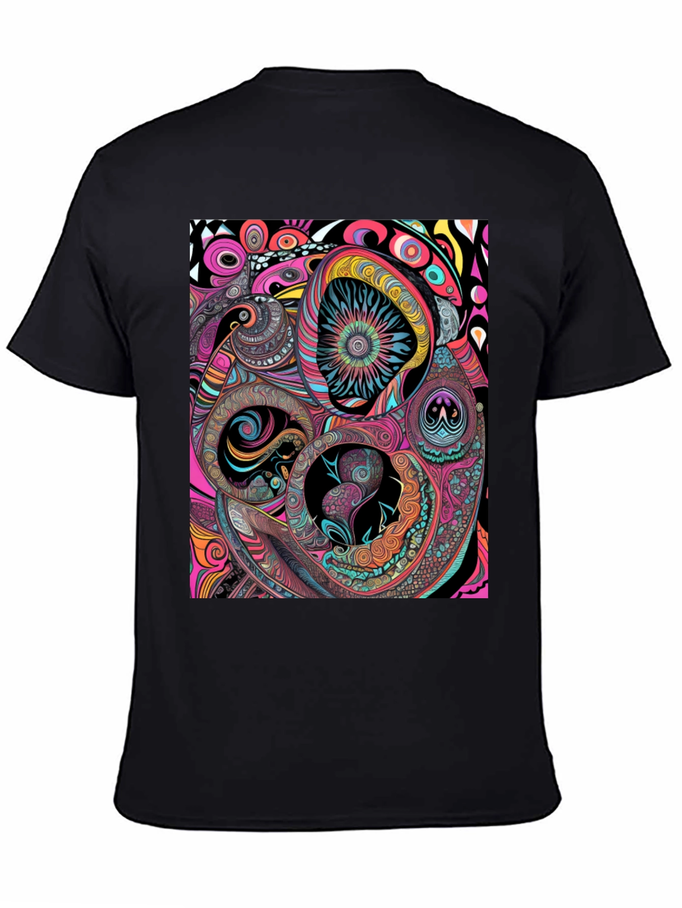 Abstract Psychedelic Graphic Print Black Tee