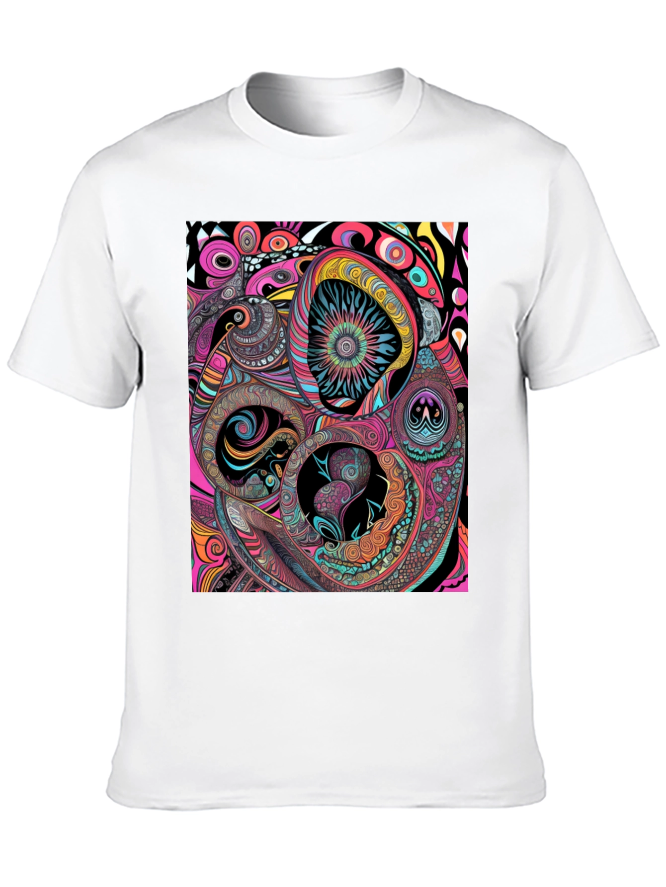 Abstract Psychedelic Graphic Print Black Tee