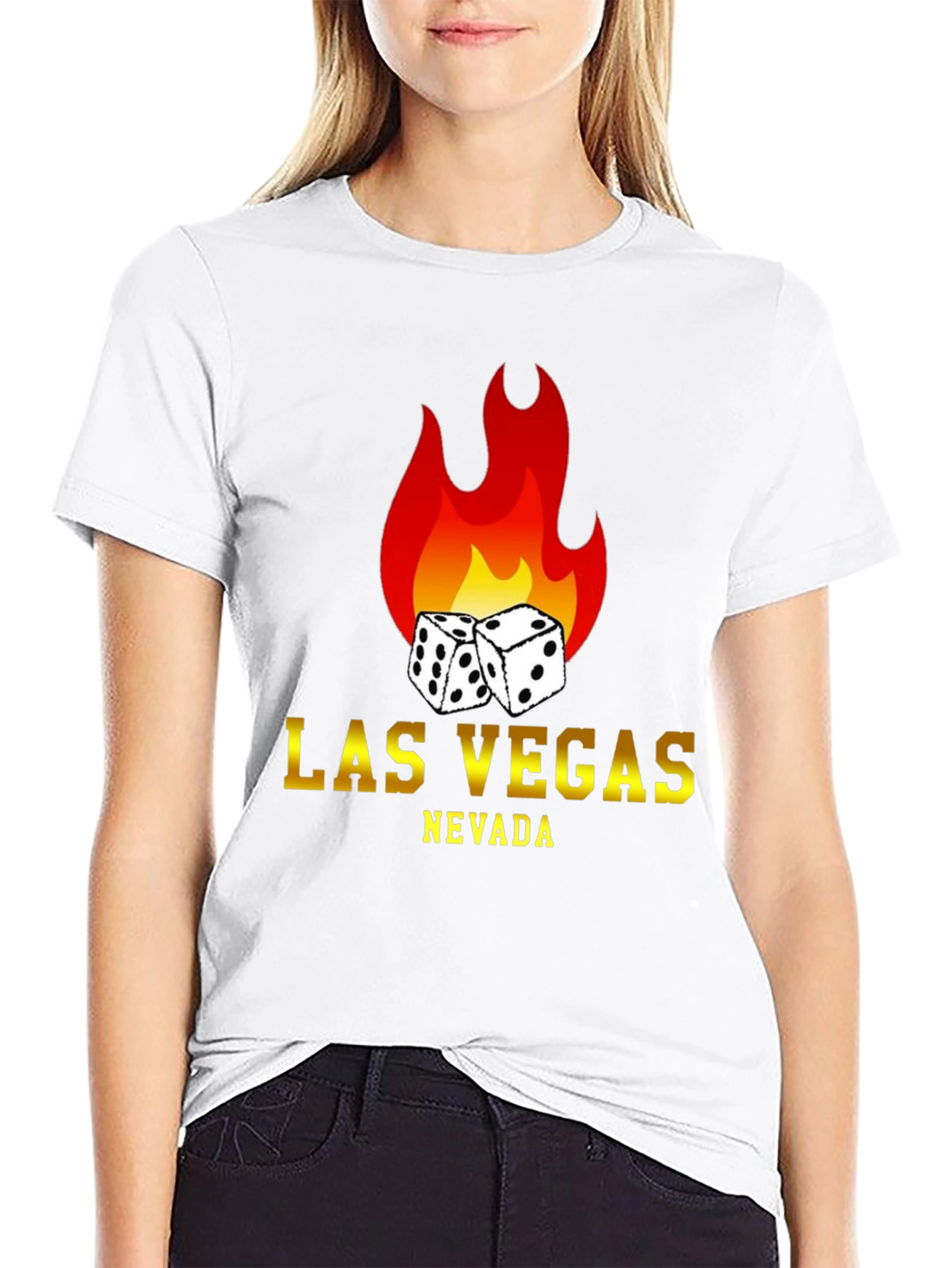 Las Vegas Nevada Dice Flame Black T-Shirt