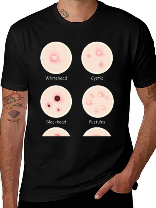Acne Types Black T-Shirt: Whitehead Cystic Blackhead Pustules
