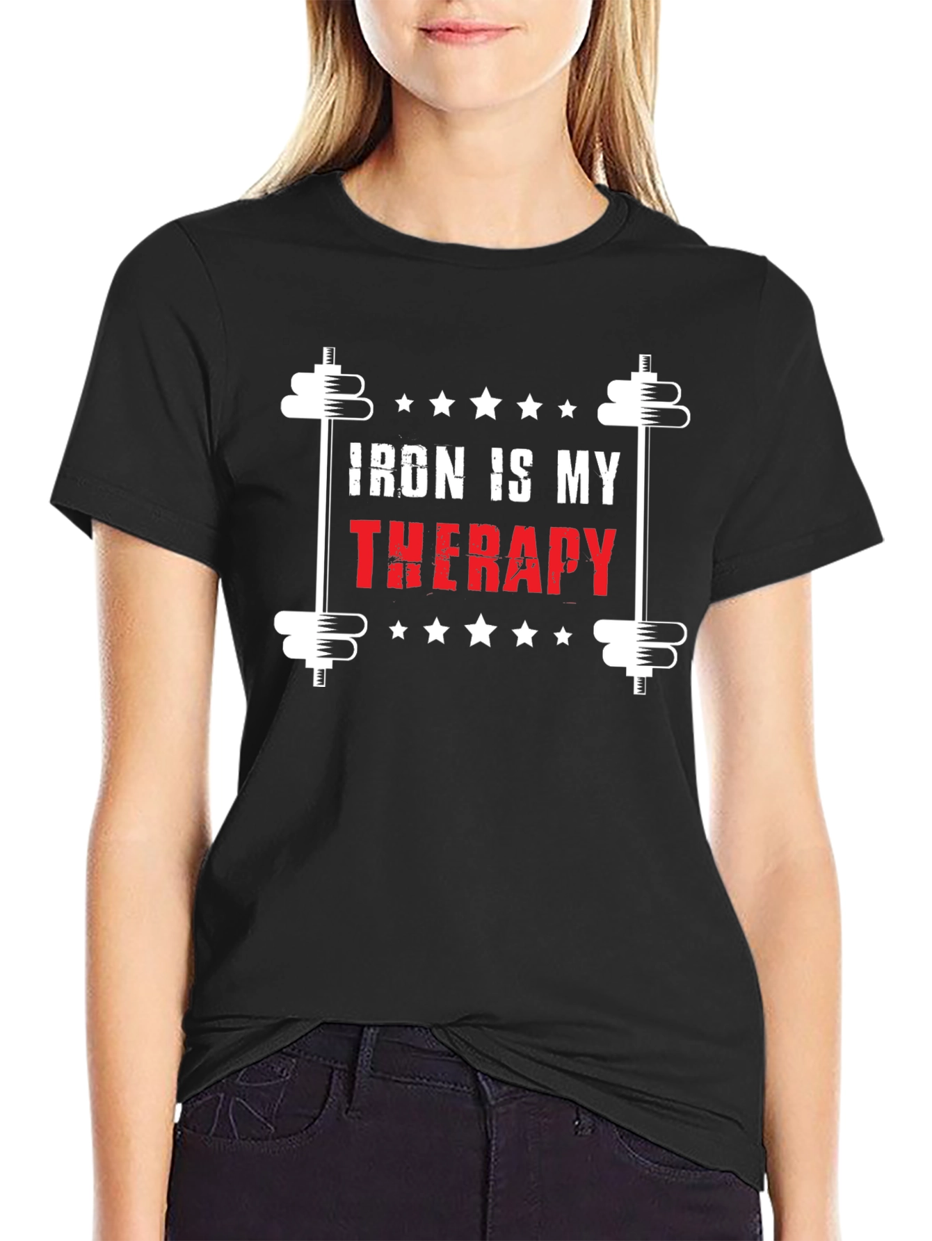 Iron is My Therapy Black T-Shirt