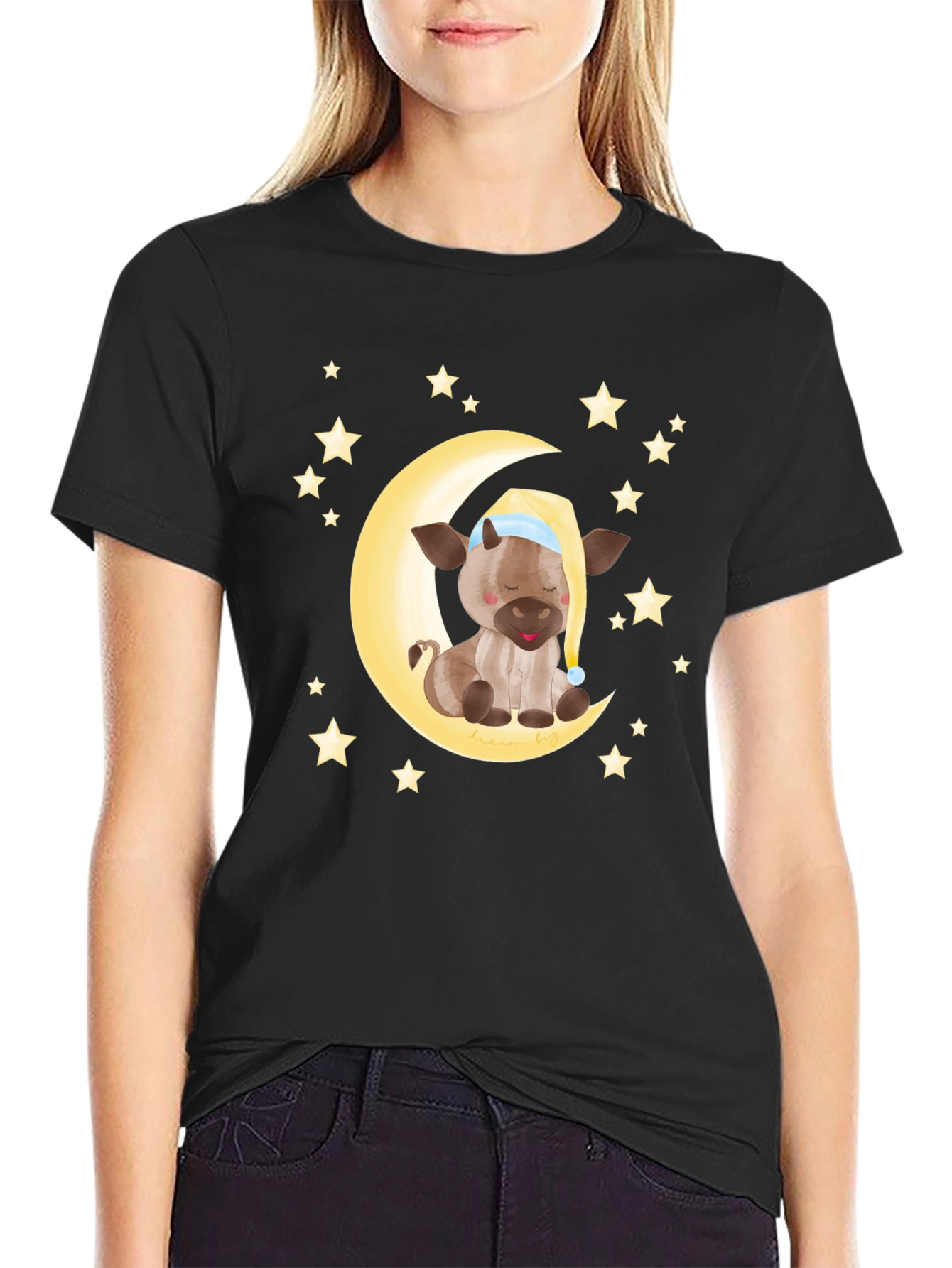 Dreamy Cow on Moon Graphic Tee