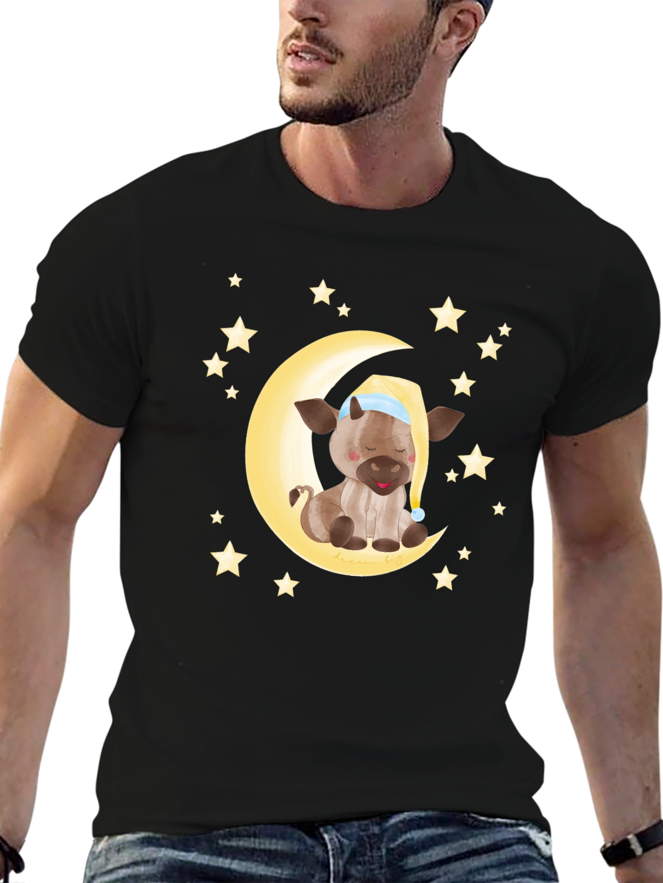 Dreamy Cow on Moon Graphic Tee