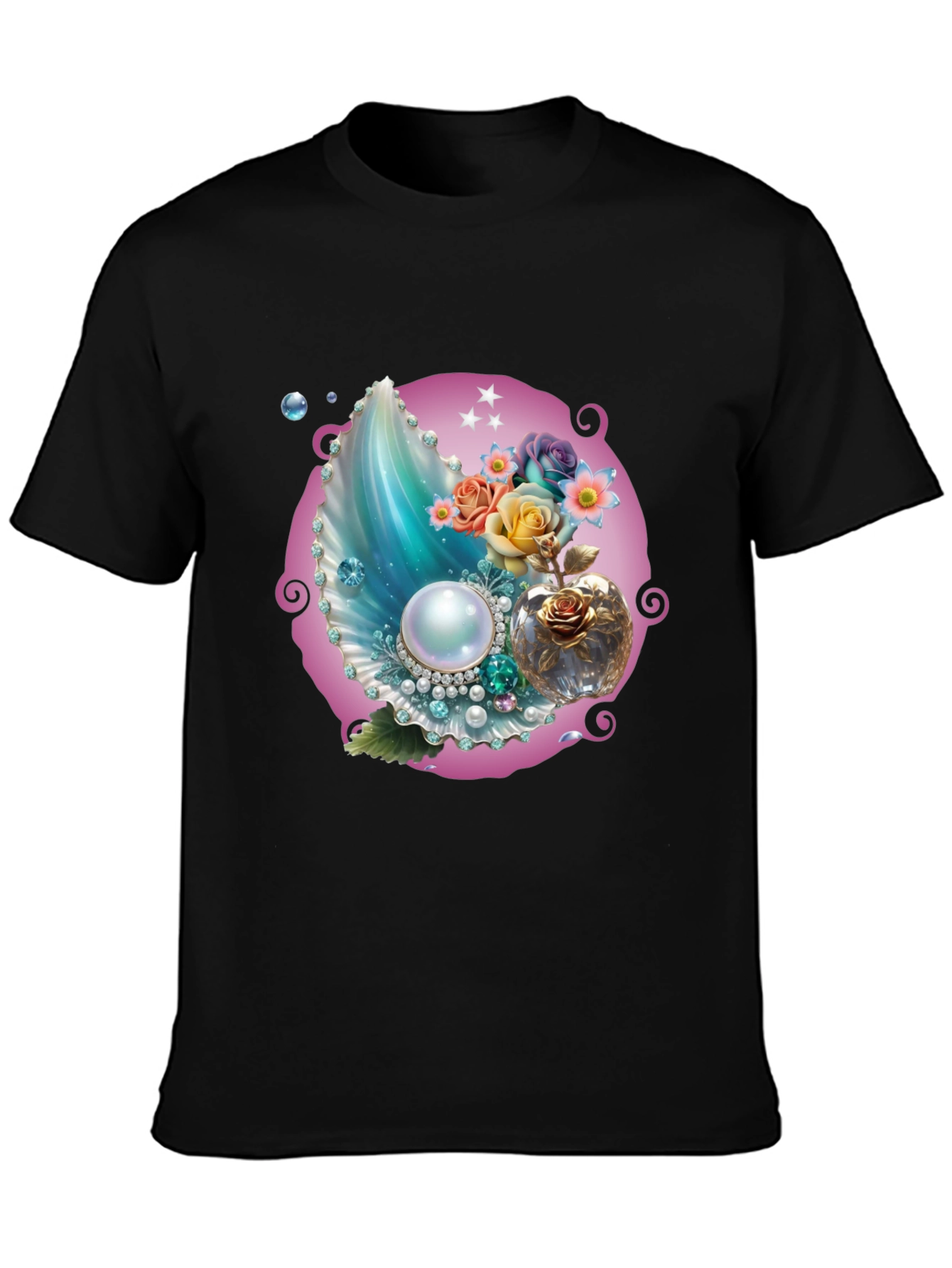 Fantasy Pearl Shell Graphic Tee - Black