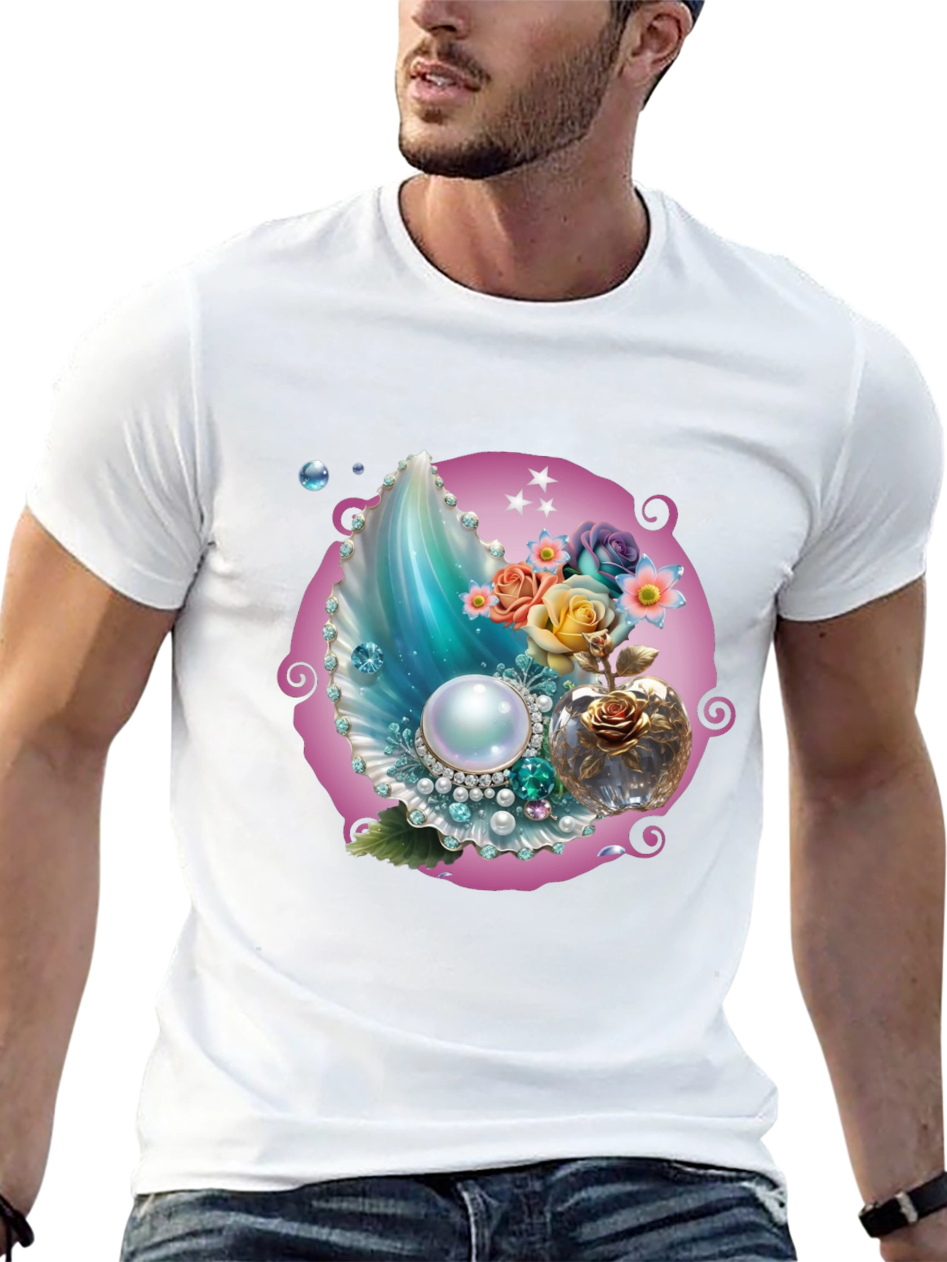 Fantasy Pearl Shell Graphic Tee - Black
