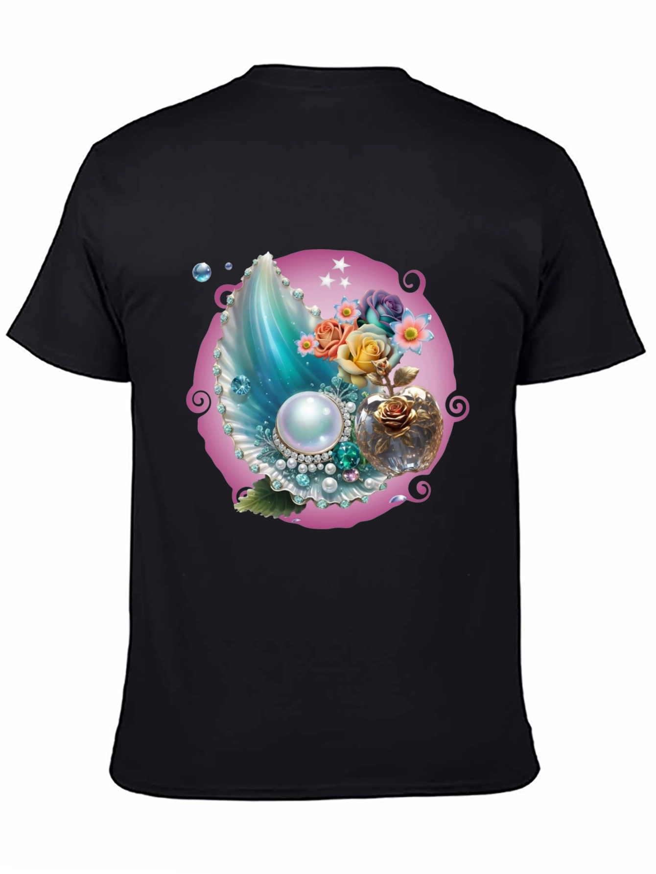 Fantasy Pearl Shell Graphic Tee - Black