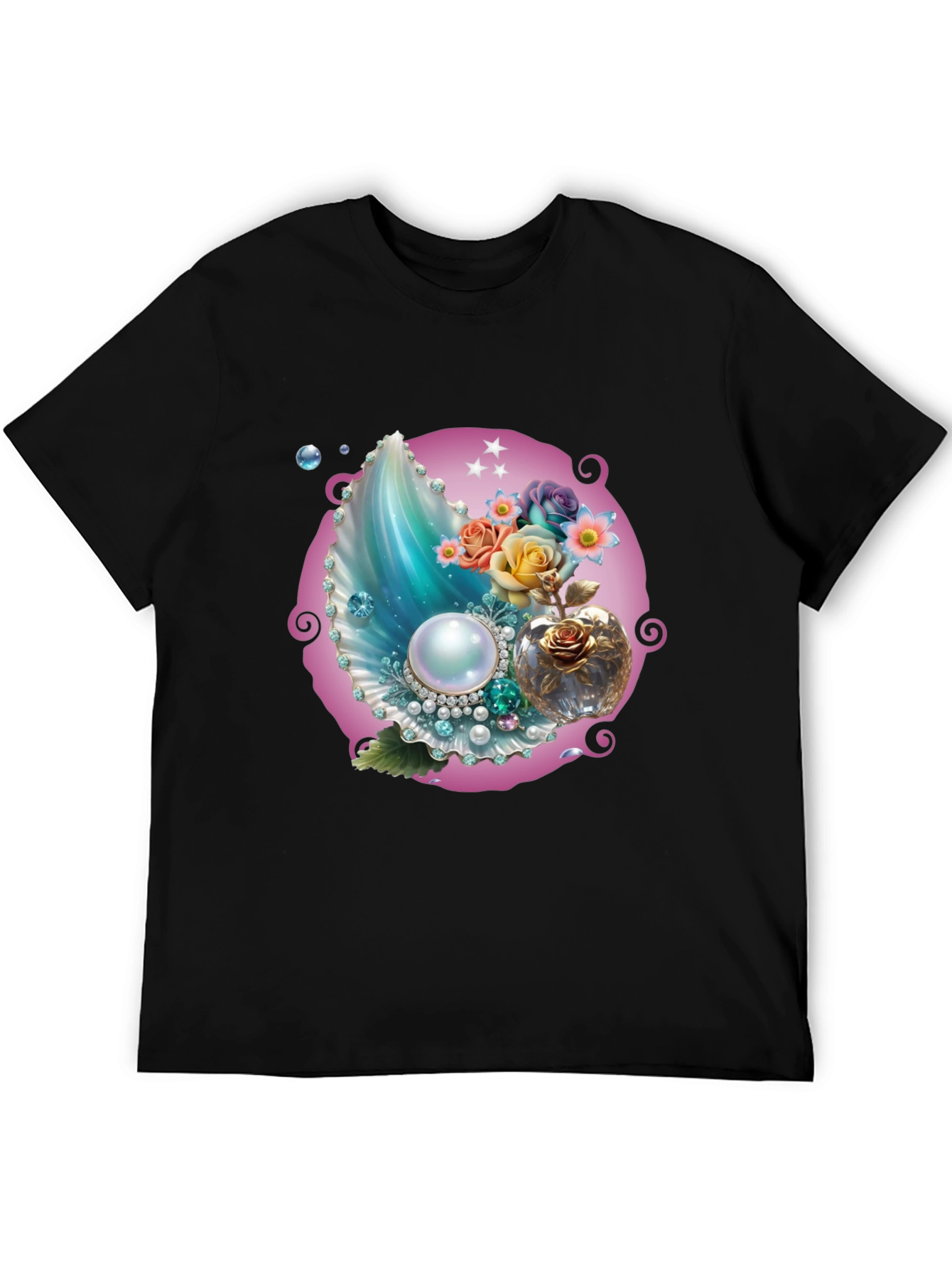 Fantasy Pearl Shell Graphic Tee - Black
