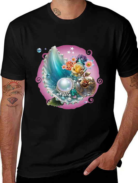 Fantasy Pearl Shell Graphic Tee - Black