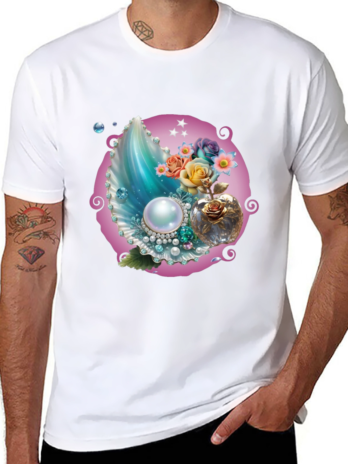 Fantasy Pearl Shell Graphic Tee - Black