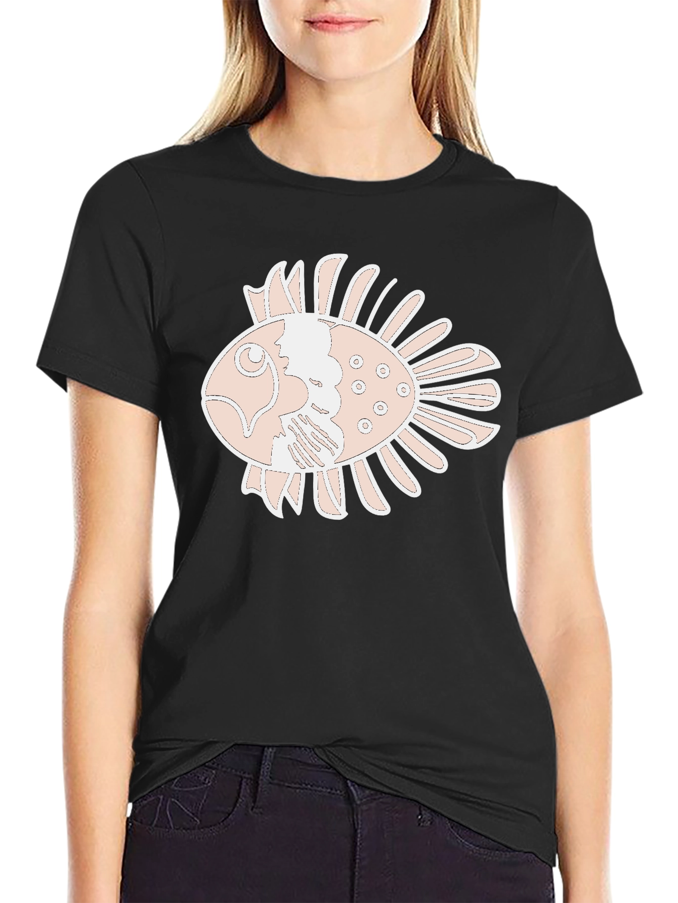 Graphic Tee: Artistic Fish Print - Comfortable Fit