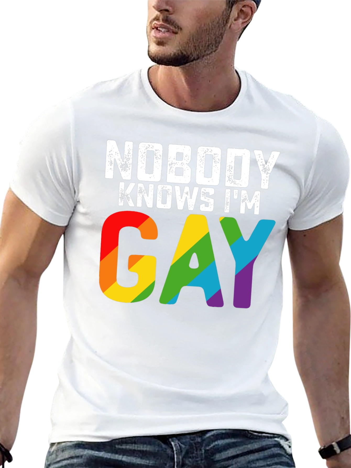Nobody Knows Im Gay Rainbow T-Shirt