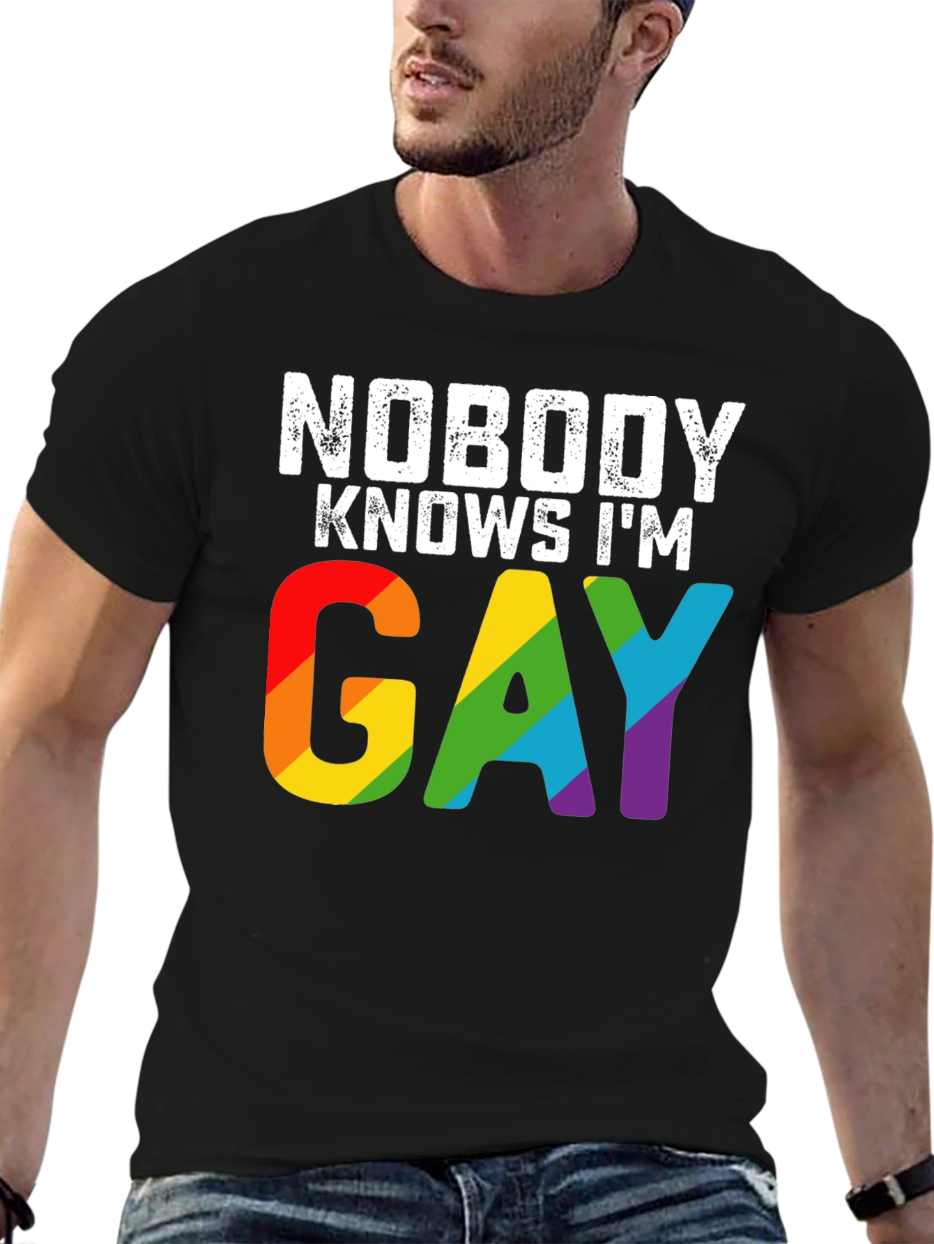 Nobody Knows Im Gay Rainbow T-Shirt