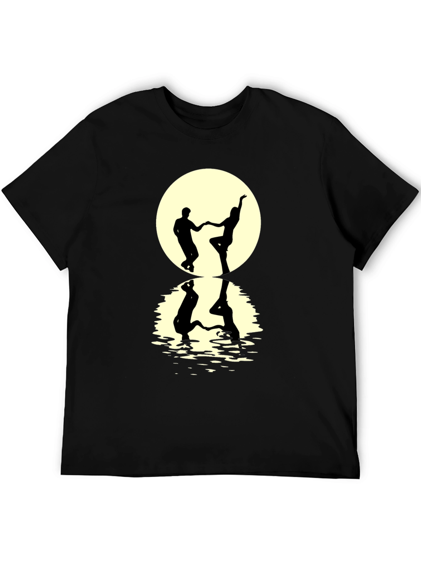 Dancing Couple Silhouette Tee - Moonlit Reflection