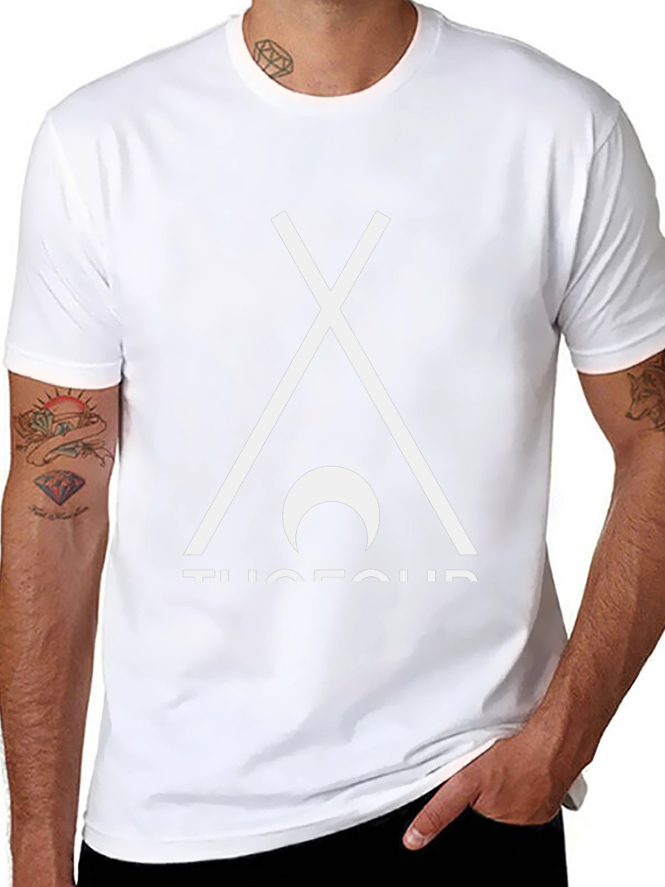 Minimalist Tee with Tent & Moon Design