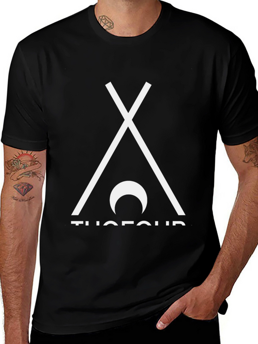 Minimalist Tee with Tent & Moon Design