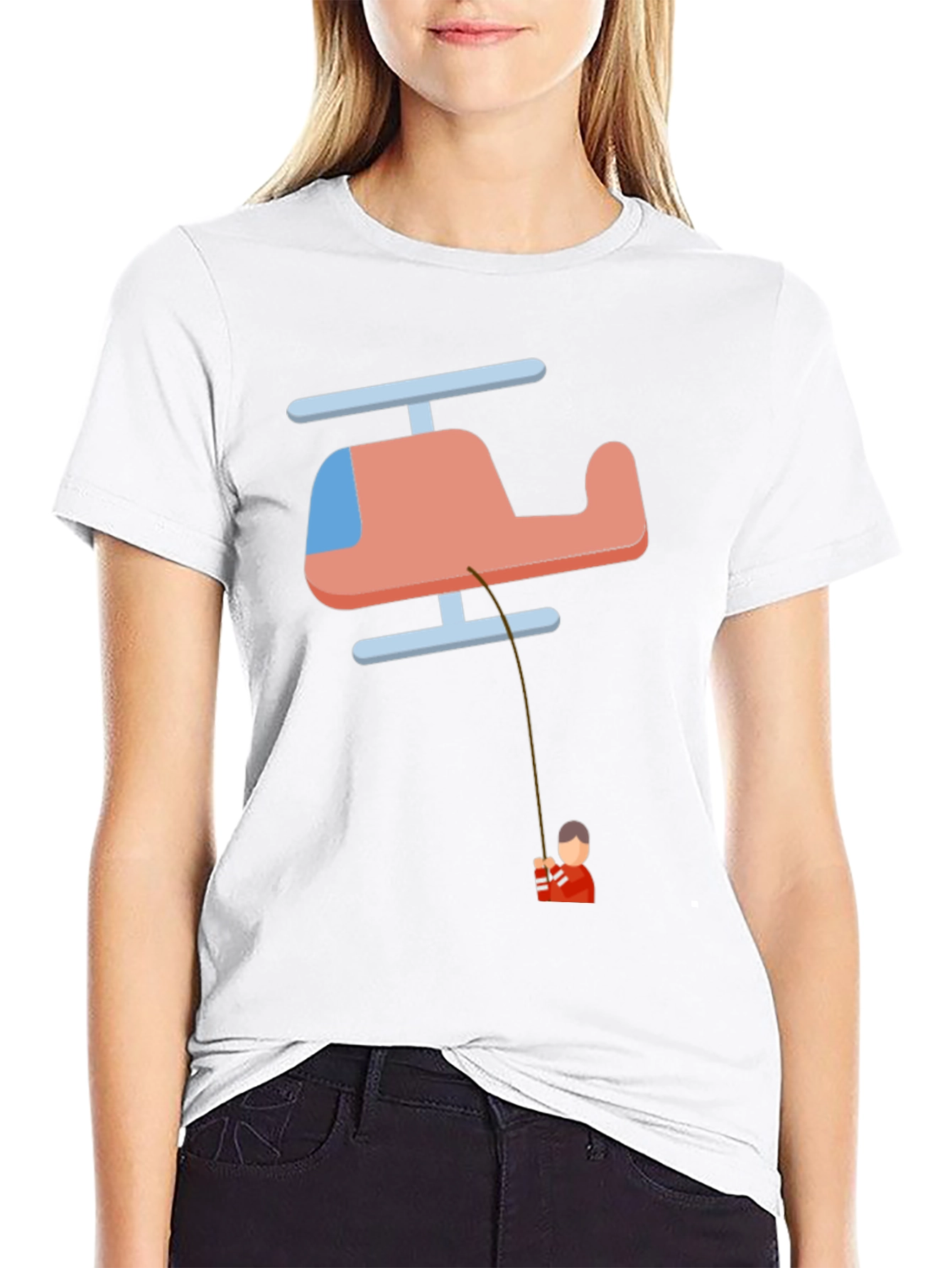 Helicopter Fishing T-Shirt - Quirky Graphic Tee