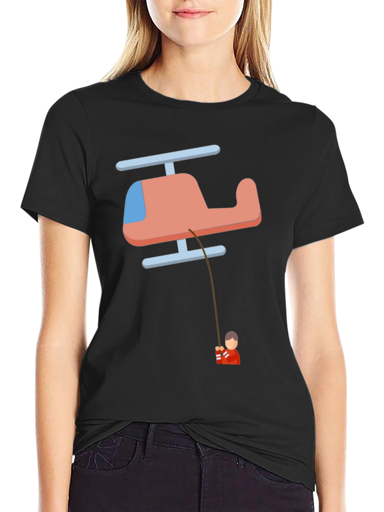 Helicopter Fishing T-Shirt - Quirky Graphic Tee