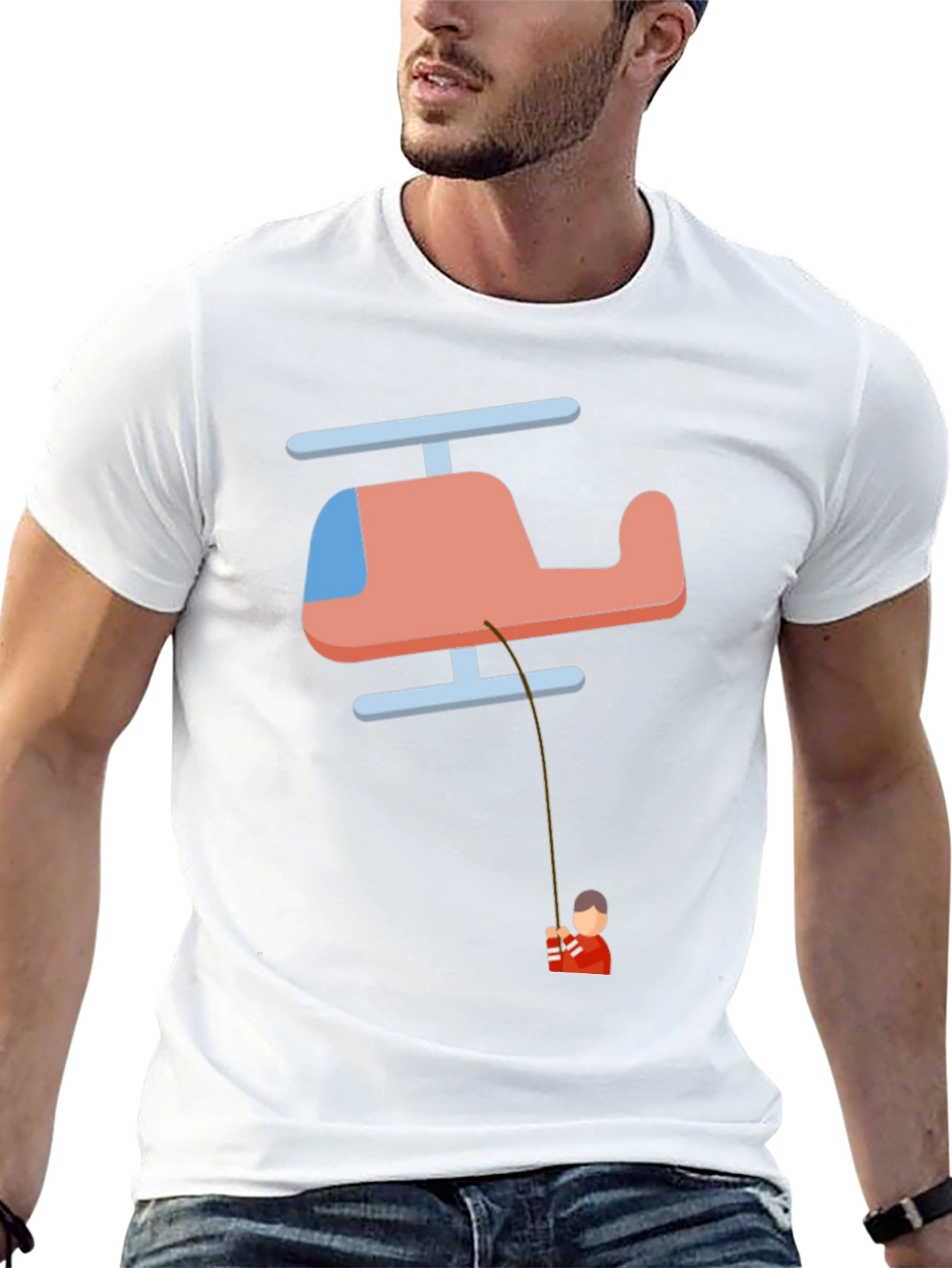 Helicopter Fishing T-Shirt - Quirky Graphic Tee