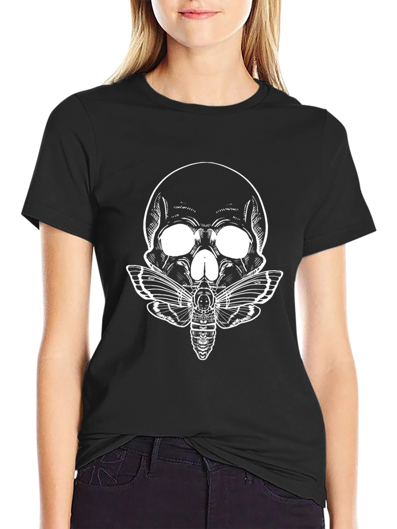 Skull & Moth Graphic Tee - Gothic Style Shirt