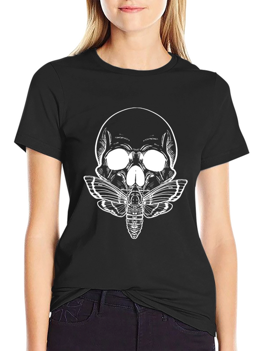 Skull & Moth Graphic Tee - Gothic Style Shirt