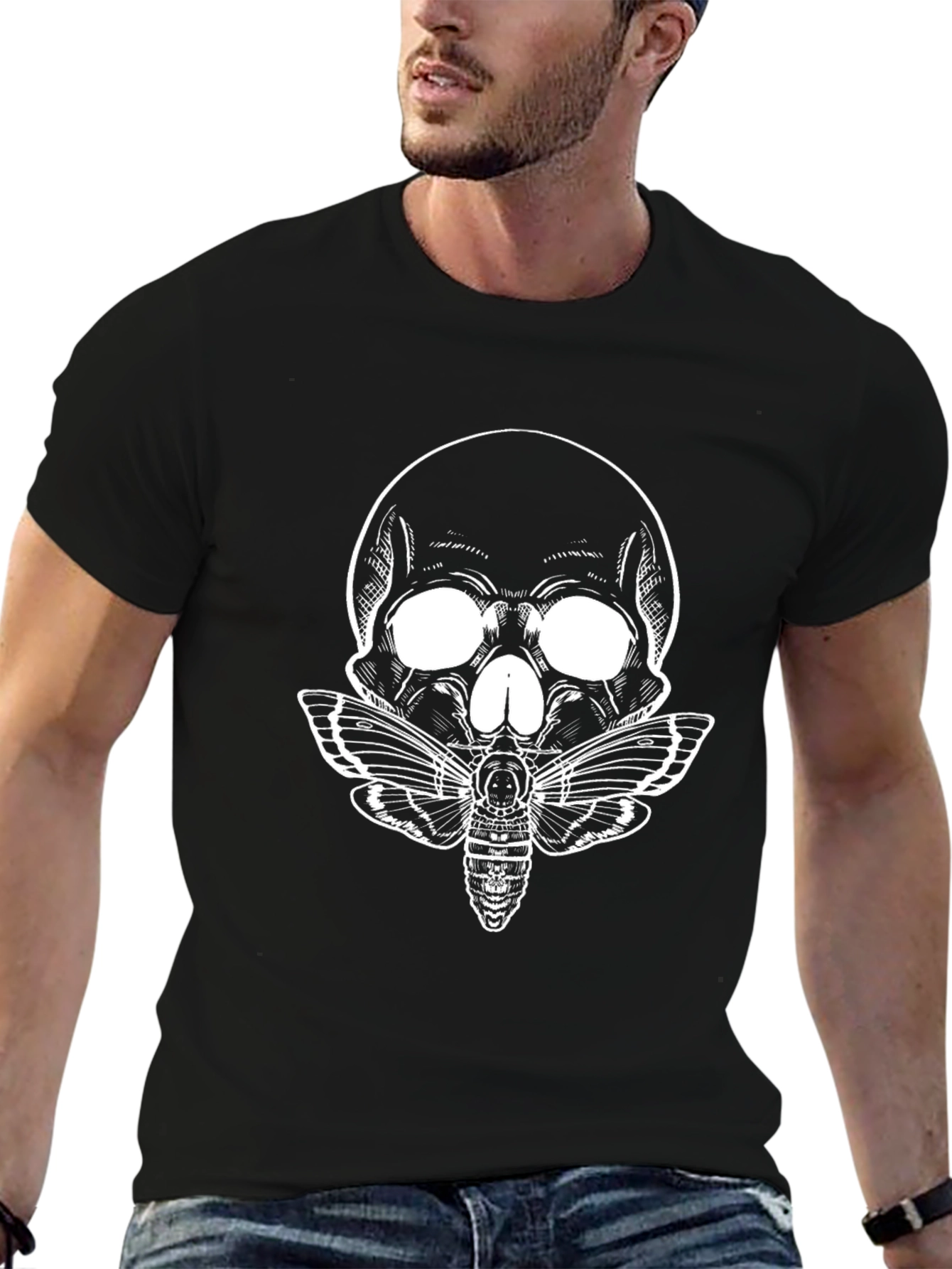 Skull & Moth Graphic Tee - Gothic Style Shirt